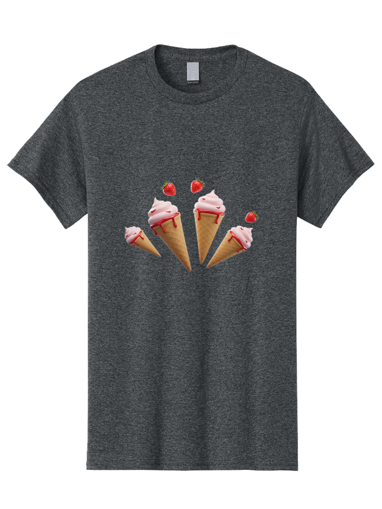 Strawberry-Ice-Cream-Cones-2 Men'S Graphic Tee, 100% Cotton, Comfortable Casual Summer Wear, Machine Washable, Vintage Camera, Old Camera, Antique Camera, Black Camera, Classic Photography, Photography Equipment, Nostalgic Device, Film Camera, Baj804