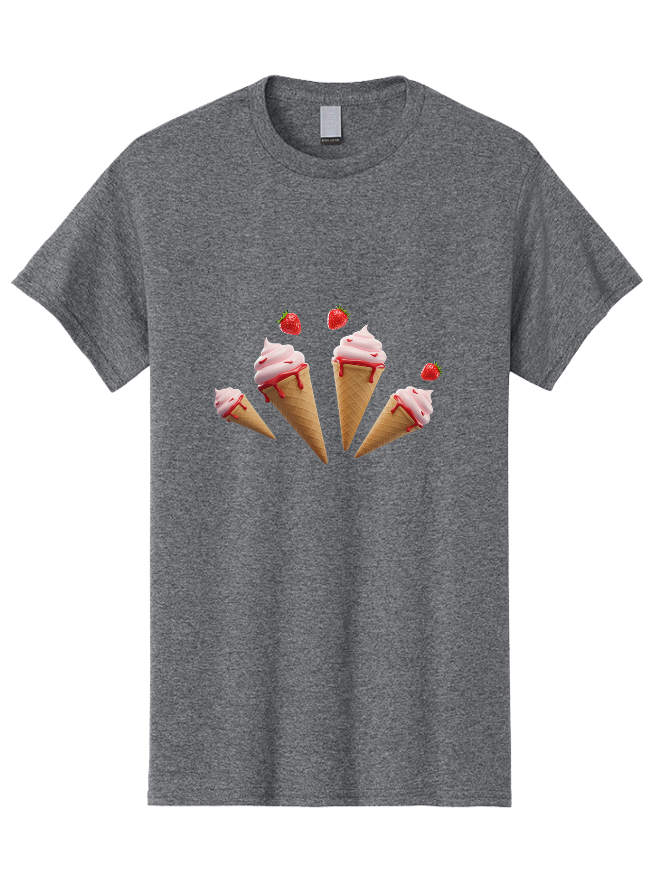 Strawberry-Ice-Cream-Cones-2 Men'S Graphic Tee, 100% Cotton, Comfortable Casual Summer Wear, Machine Washable, Vintage Camera, Old Camera, Antique Camera, Black Camera, Classic Photography, Photography Equipment, Nostalgic Device, Film Camera, Baj804