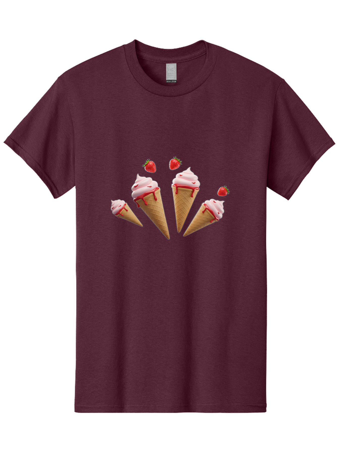 Strawberry-Ice-Cream-Cones-2 Men'S Graphic Tee, 100% Cotton, Comfortable Casual Summer Wear, Machine Washable, Vintage Camera, Old Camera, Antique Camera, Black Camera, Classic Photography, Photography Equipment, Nostalgic Device, Film Camera, Baj804