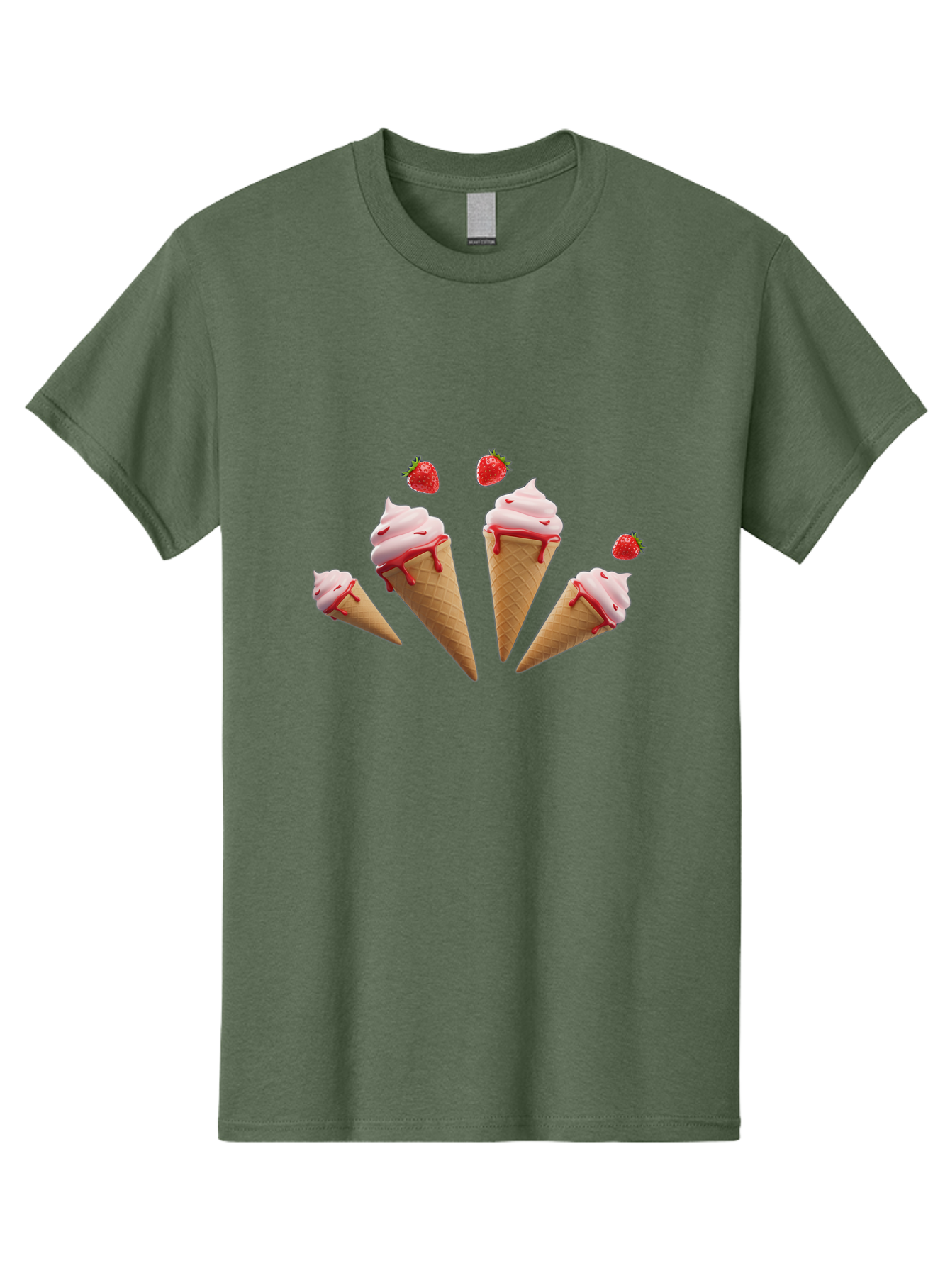 Strawberry-Ice-Cream-Cones-2 Men'S Graphic Tee, 100% Cotton, Comfortable Casual Summer Wear, Machine Washable, Vintage Camera, Old Camera, Antique Camera, Black Camera, Classic Photography, Photography Equipment, Nostalgic Device, Film Camera, Baj804