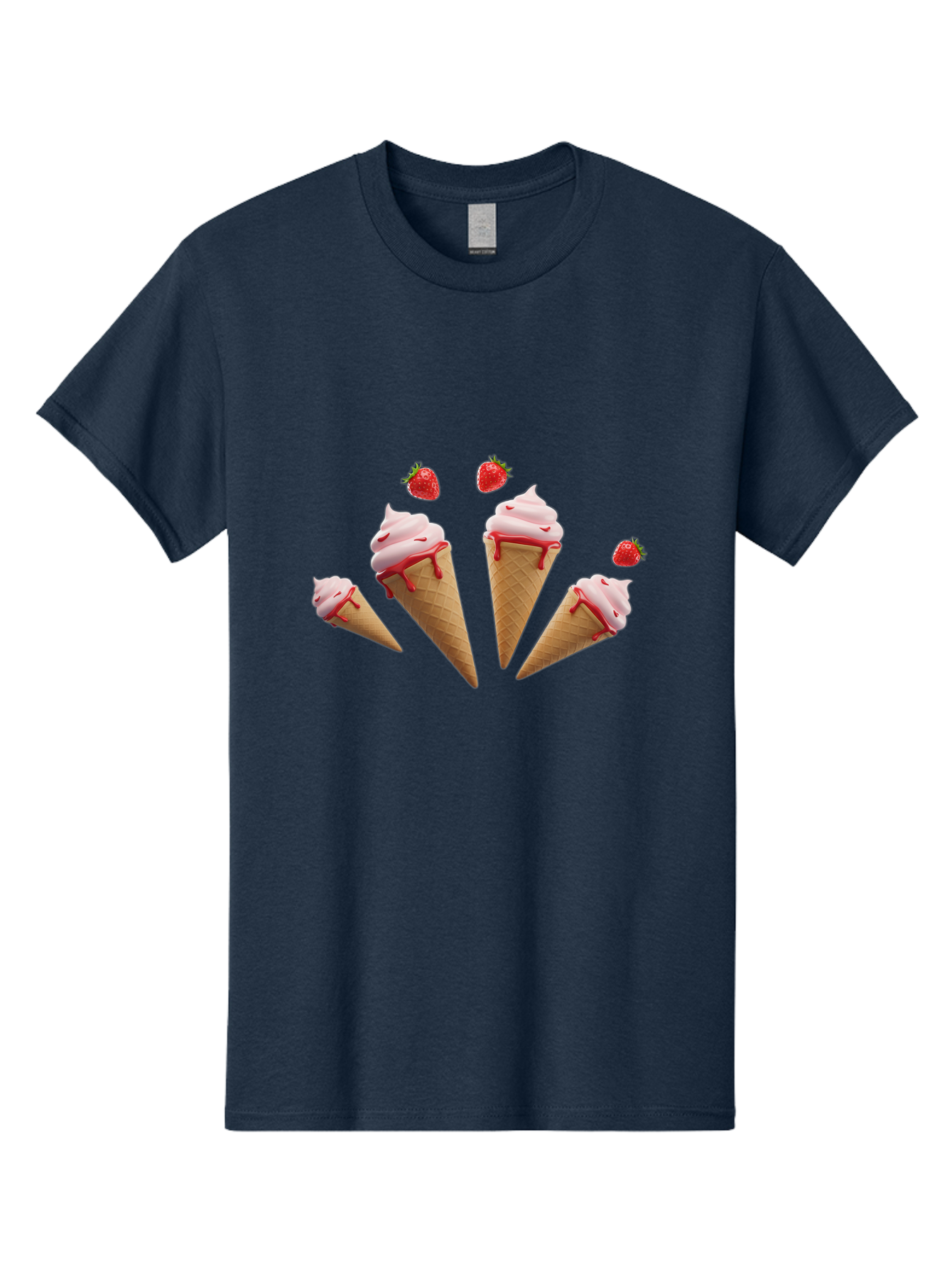 Strawberry-Ice-Cream-Cones-2 Men'S Graphic Tee, 100% Cotton, Comfortable Casual Summer Wear, Machine Washable, Vintage Camera, Old Camera, Antique Camera, Black Camera, Classic Photography, Photography Equipment, Nostalgic Device, Film Camera, Baj804