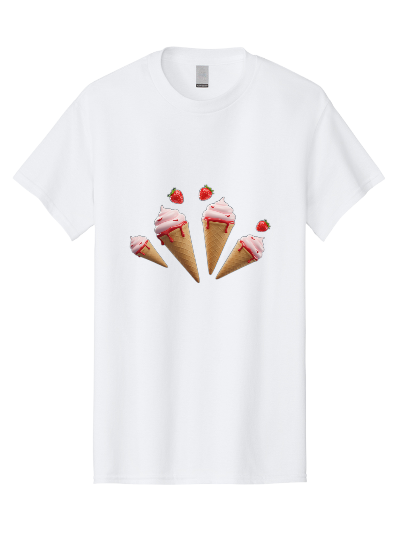 Strawberry-Ice-Cream-Cones-2 Men'S Graphic Tee, 100% Cotton, Comfortable Casual Summer Wear, Machine Washable, Vintage Camera, Old Camera, Antique Camera, Black Camera, Classic Photography, Photography Equipment, Nostalgic Device, Film Camera, Baj804
