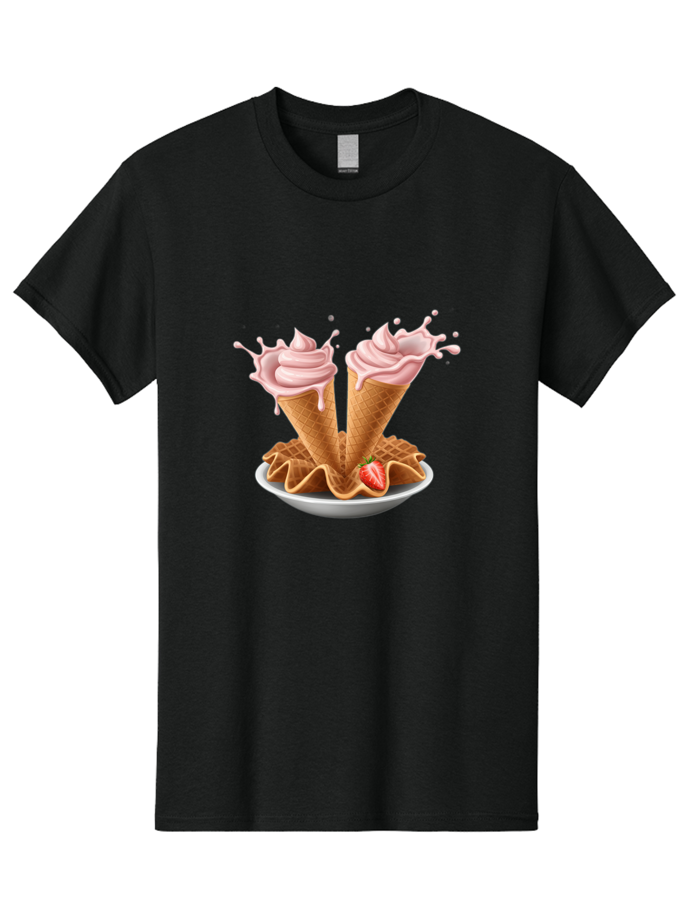 Strawberry-Ice-Cream-Cones-3 Men'S Graphic Tee, 100% Cotton, Comfortable Casual Summer Wear, Machine Washable, Vintage Camera, Old Camera, Antique Camera, Black Camera, Classic Photography, Photography Equipment, Nostalgic Device, Film Camera, Baj805