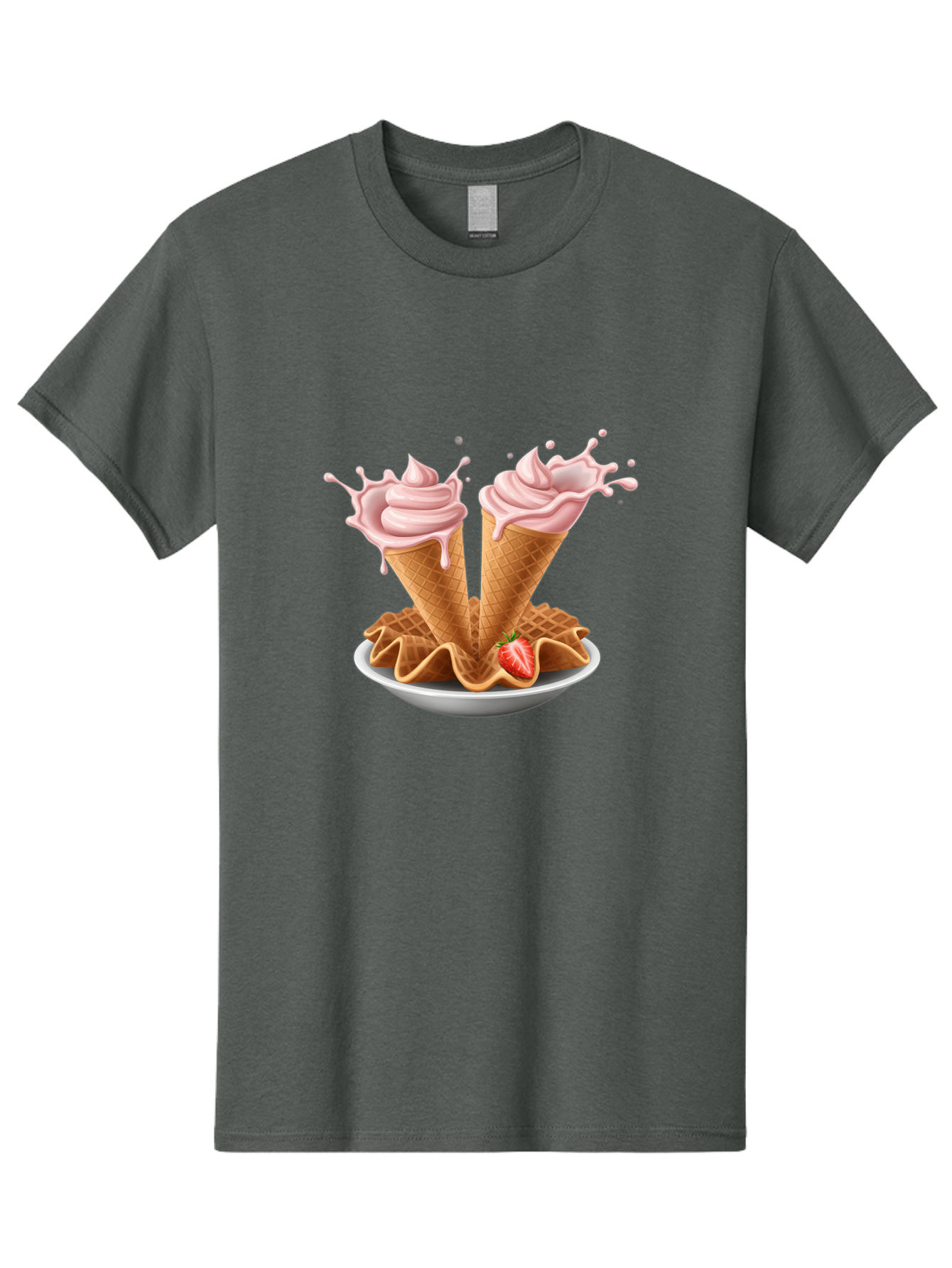 Strawberry-Ice-Cream-Cones-3 Men'S Graphic Tee, 100% Cotton, Comfortable Casual Summer Wear, Machine Washable, Vintage Camera, Old Camera, Antique Camera, Black Camera, Classic Photography, Photography Equipment, Nostalgic Device, Film Camera, Baj805