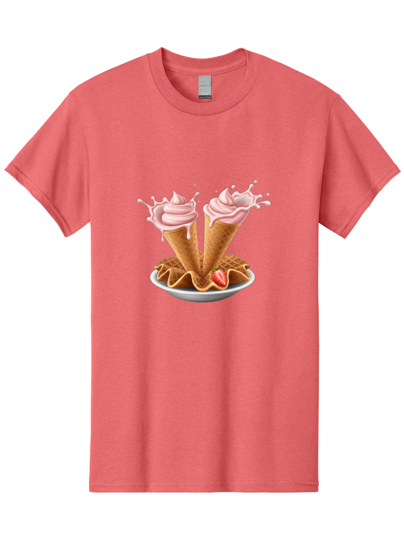 Strawberry-Ice-Cream-Cones-3 Men'S Graphic Tee, 100% Cotton, Comfortable Casual Summer Wear, Machine Washable, Vintage Camera, Old Camera, Antique Camera, Black Camera, Classic Photography, Photography Equipment, Nostalgic Device, Film Camera, Baj805