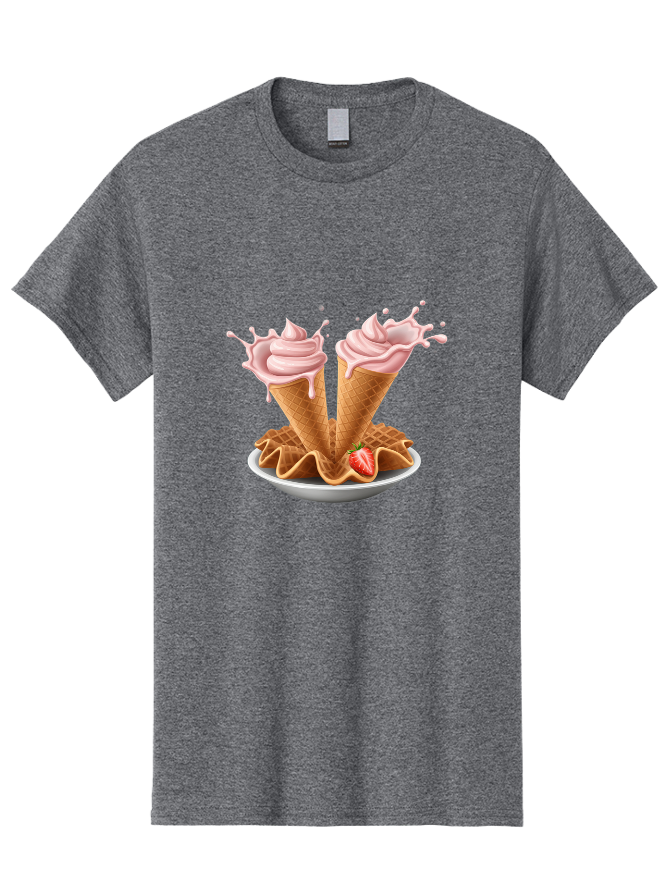Strawberry-Ice-Cream-Cones-3 Men'S Graphic Tee, 100% Cotton, Comfortable Casual Summer Wear, Machine Washable, Vintage Camera, Old Camera, Antique Camera, Black Camera, Classic Photography, Photography Equipment, Nostalgic Device, Film Camera, Baj805