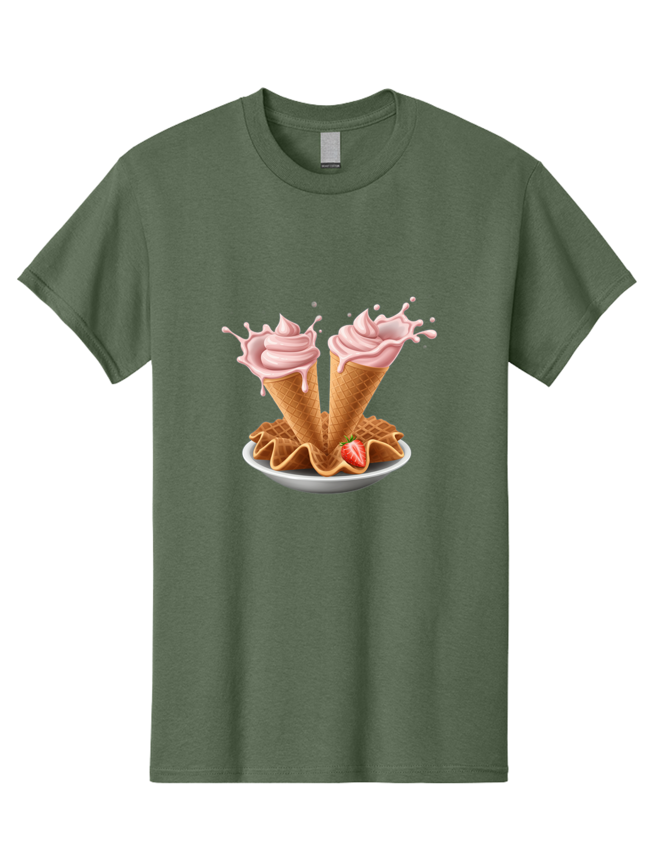 Strawberry-Ice-Cream-Cones-3 Men'S Graphic Tee, 100% Cotton, Comfortable Casual Summer Wear, Machine Washable, Vintage Camera, Old Camera, Antique Camera, Black Camera, Classic Photography, Photography Equipment, Nostalgic Device, Film Camera, Baj805
