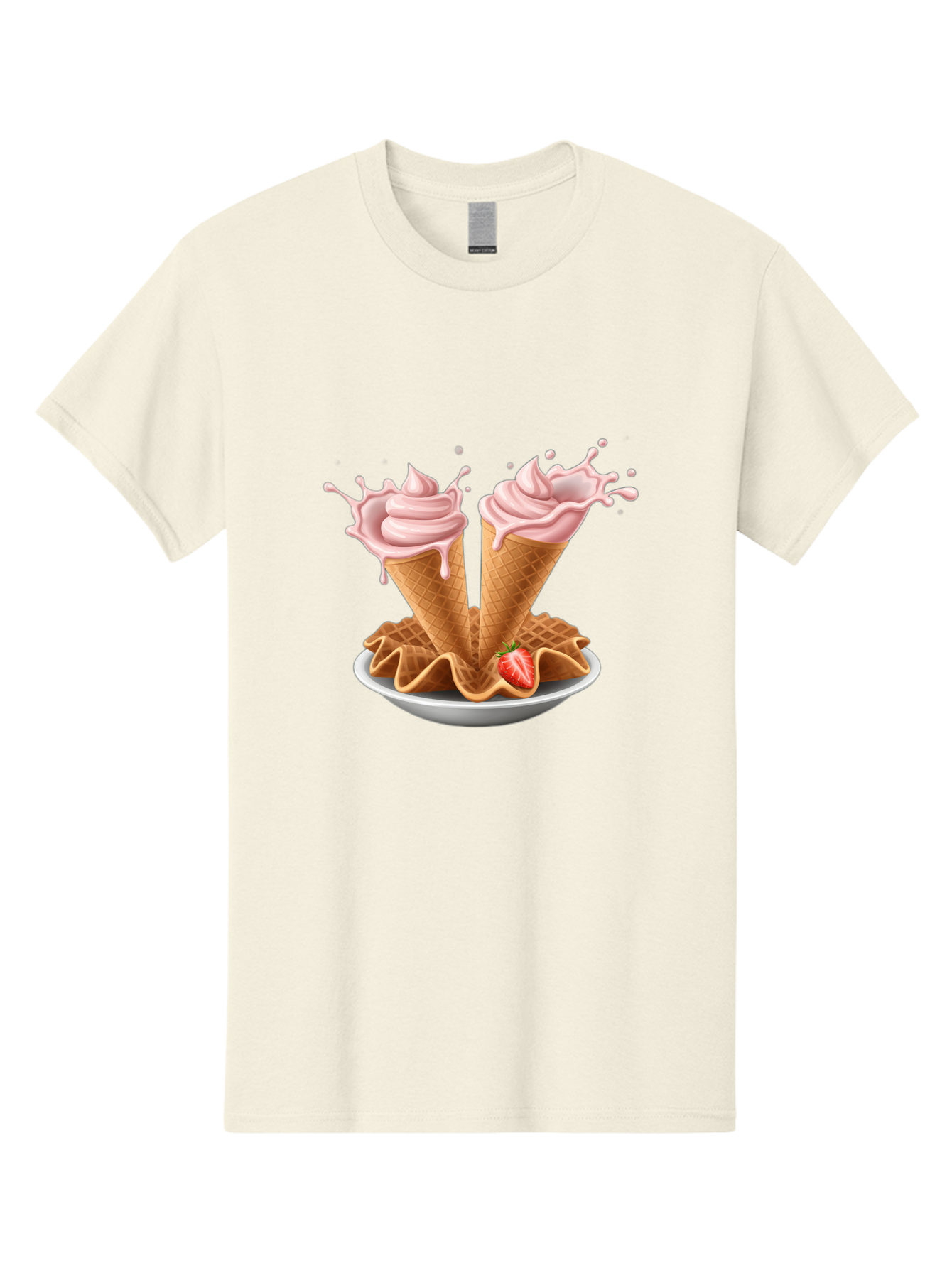 Strawberry-Ice-Cream-Cones-3 Men'S Graphic Tee, 100% Cotton, Comfortable Casual Summer Wear, Machine Washable, Vintage Camera, Old Camera, Antique Camera, Black Camera, Classic Photography, Photography Equipment, Nostalgic Device, Film Camera, Baj805