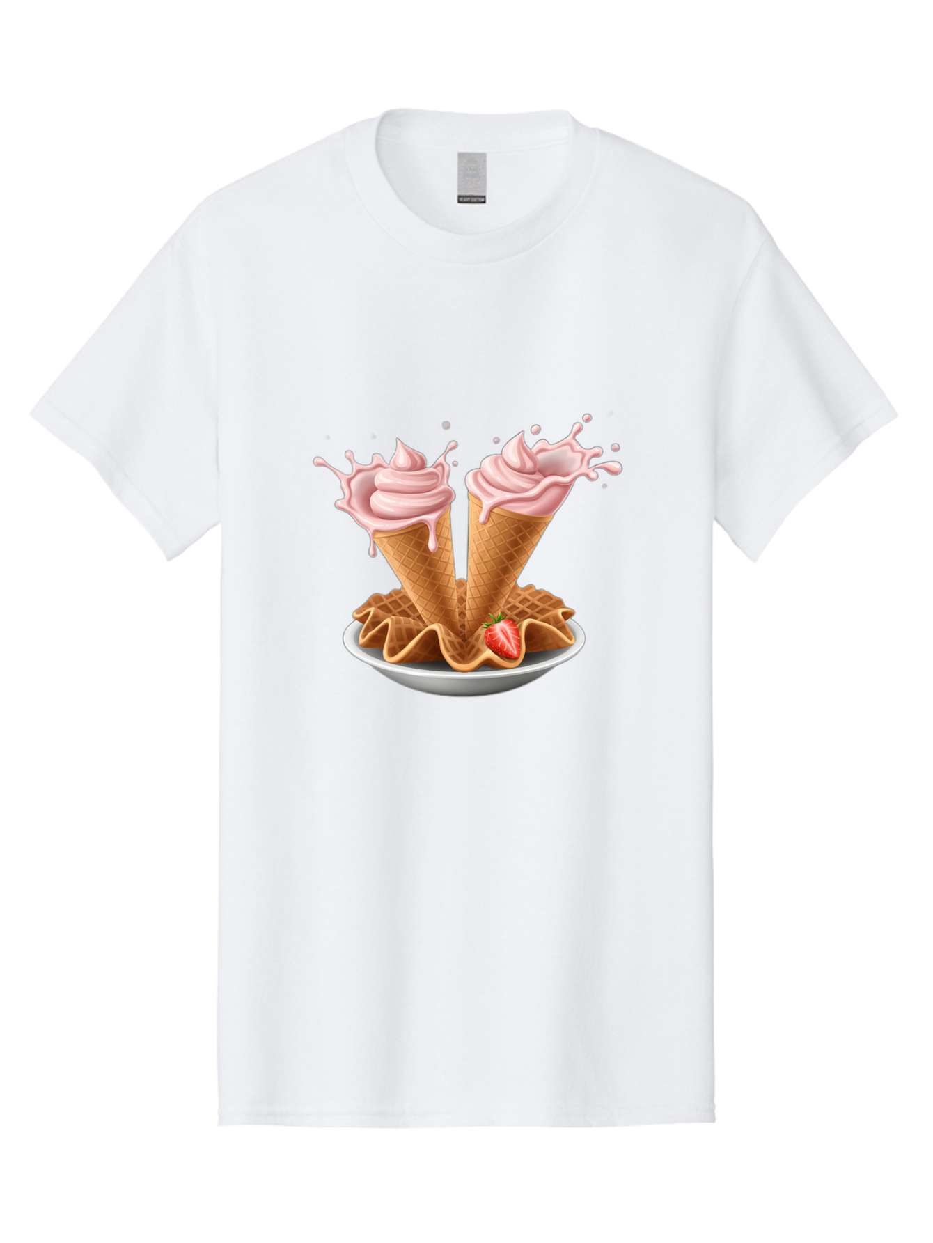 Strawberry-Ice-Cream-Cones-3 Men'S Graphic Tee, 100% Cotton, Comfortable Casual Summer Wear, Machine Washable, Vintage Camera, Old Camera, Antique Camera, Black Camera, Classic Photography, Photography Equipment, Nostalgic Device, Film Camera, Baj805