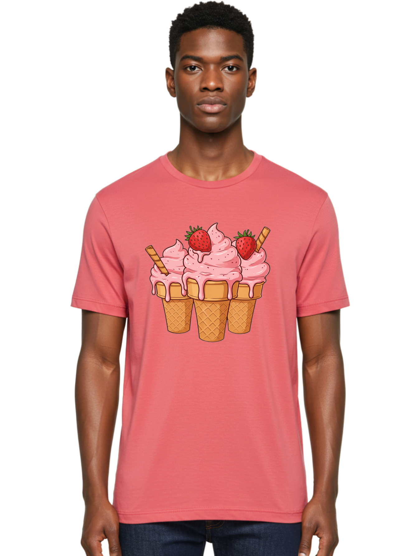 Strawberry-Ice-Cream-Cones Men'S Graphic Tee, 100% Cotton, Comfortable Casual Summer Wear, Machine Washable, Vintage Camera, Old Camera, Antique Camera, Black Camera, Classic Photography, Photography Equipment, Nostalgic Device, Film Camera, Baj806