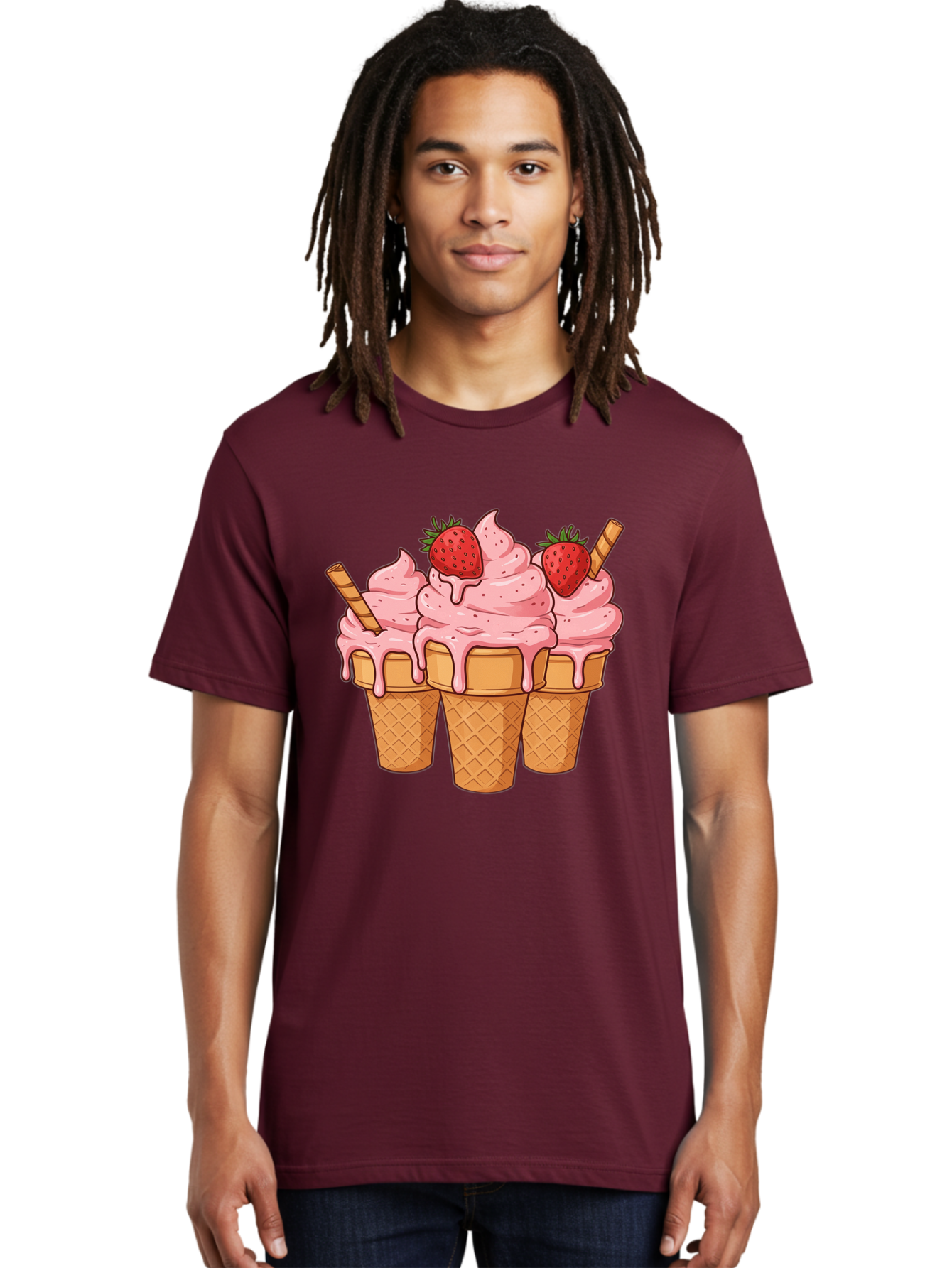 Strawberry-Ice-Cream-Cones Men'S Graphic Tee, 100% Cotton, Comfortable Casual Summer Wear, Machine Washable, Vintage Camera, Old Camera, Antique Camera, Black Camera, Classic Photography, Photography Equipment, Nostalgic Device, Film Camera, Baj806
