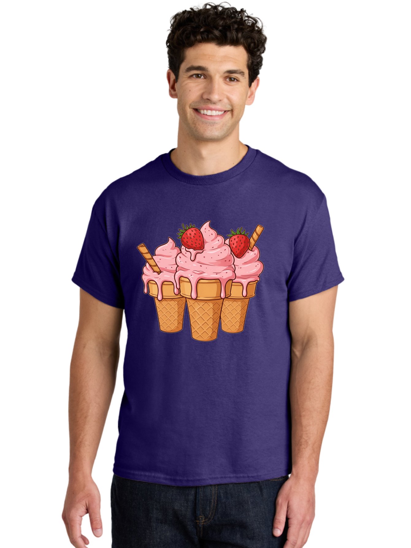Strawberry-Ice-Cream-Cones Men'S Graphic Tee, 100% Cotton, Comfortable Casual Summer Wear, Machine Washable, Vintage Camera, Old Camera, Antique Camera, Black Camera, Classic Photography, Photography Equipment, Nostalgic Device, Film Camera, Baj806