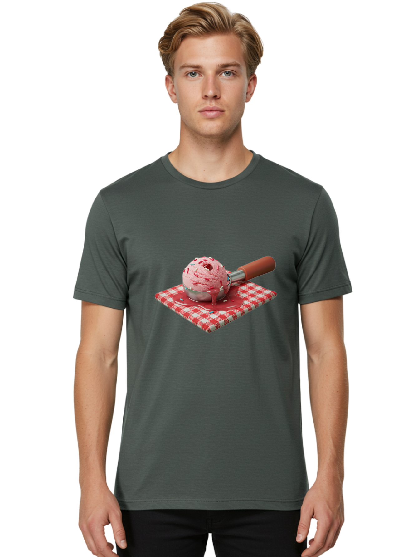 Strawberry-Ice-Cream Men'S Graphic Tee, 100% Cotton, Comfortable Casual Summer Wear, Machine Washable, Vintage Camera, Old Camera, Antique Camera, Black Camera, Classic Photography, Photography Equipment, Nostalgic Device, Film Camera, Baj807