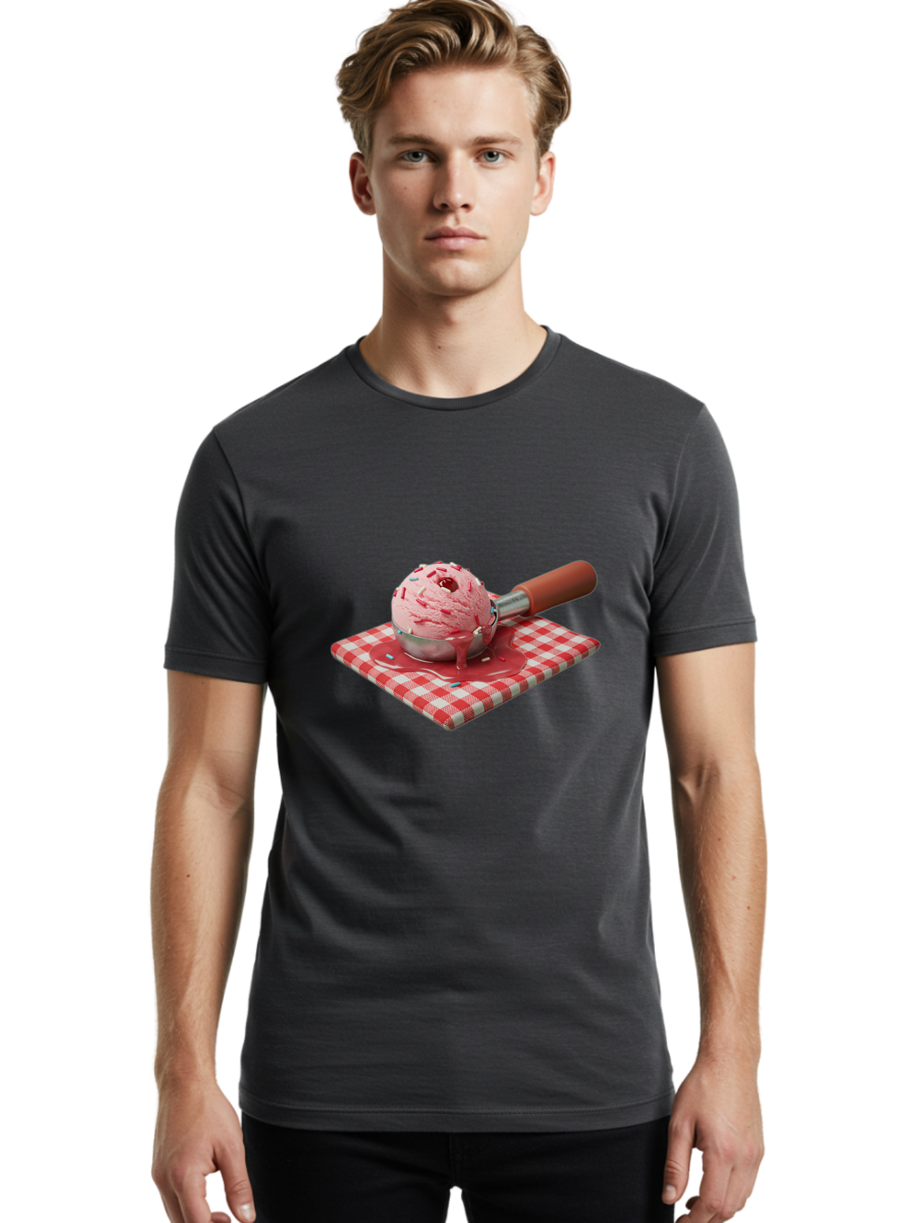 Strawberry-Ice-Cream Men'S Graphic Tee, 100% Cotton, Comfortable Casual Summer Wear, Machine Washable, Vintage Camera, Old Camera, Antique Camera, Black Camera, Classic Photography, Photography Equipment, Nostalgic Device, Film Camera, Baj807