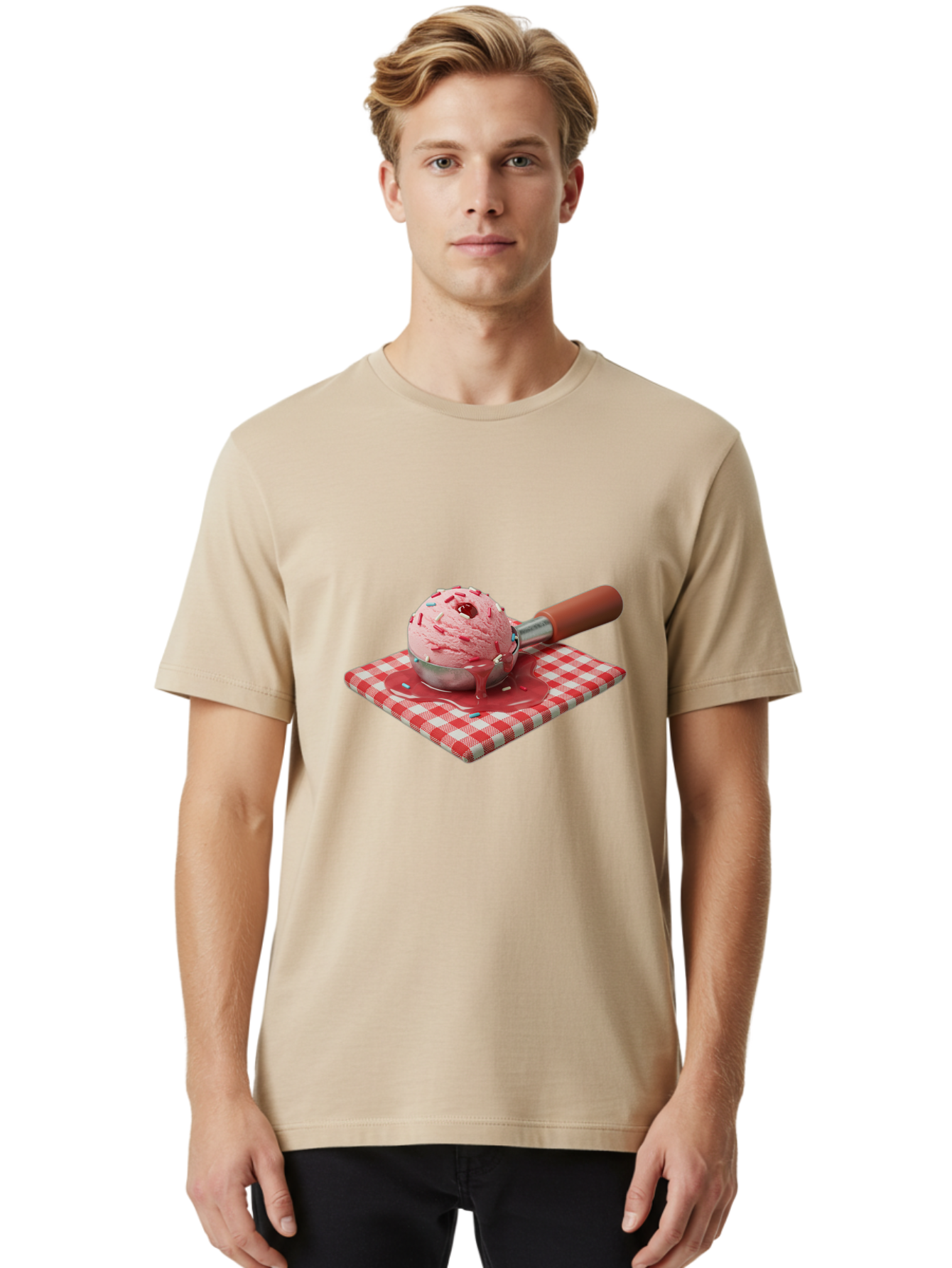Strawberry-Ice-Cream Men'S Graphic Tee, 100% Cotton, Comfortable Casual Summer Wear, Machine Washable, Vintage Camera, Old Camera, Antique Camera, Black Camera, Classic Photography, Photography Equipment, Nostalgic Device, Film Camera, Baj807