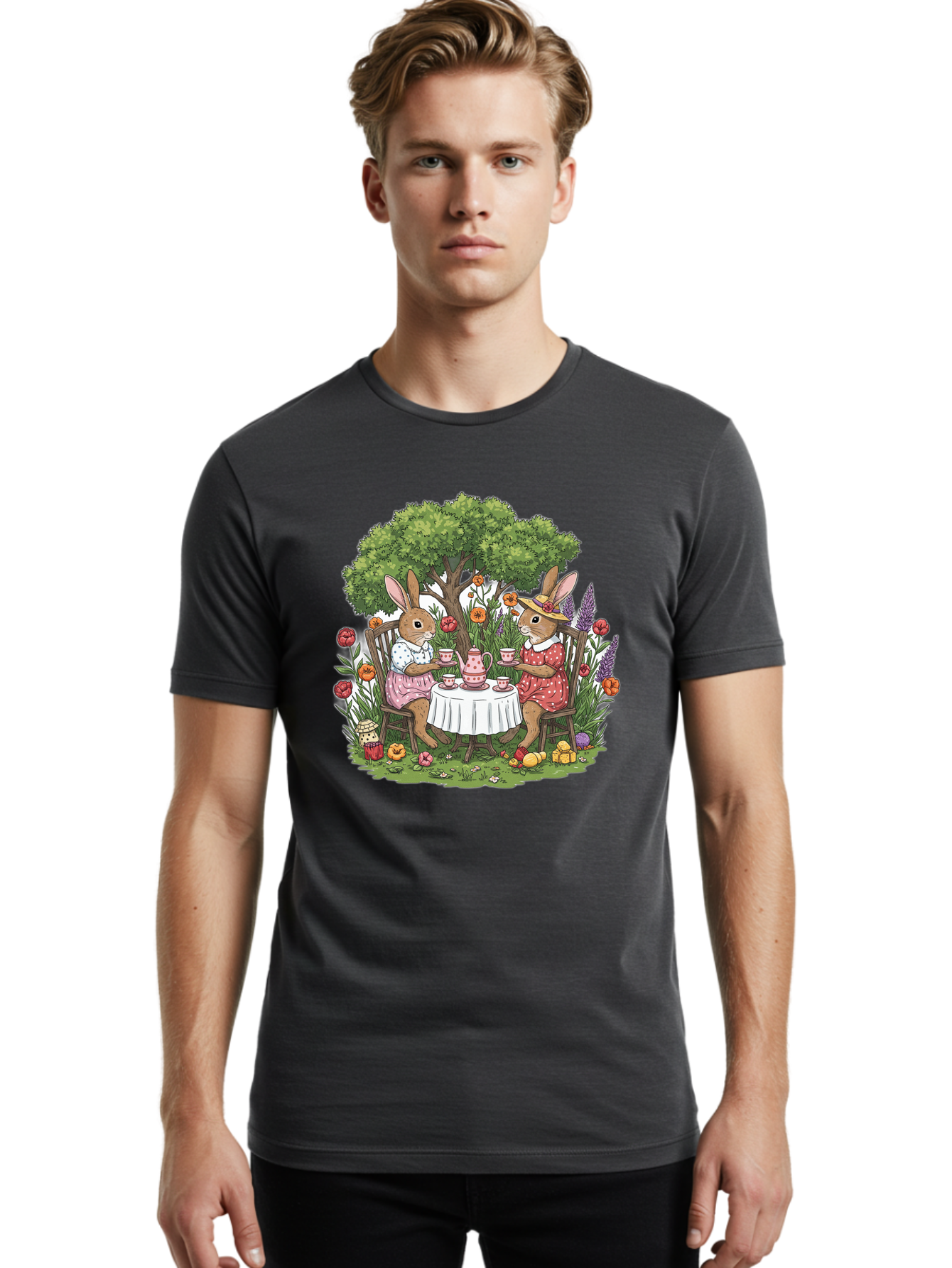 Tea-Party-Rabbits Men'S Graphic Tee, 100% Cotton, Comfortable Casual Summer Wear, Machine Washable, Vintage Camera, Old Camera, Antique Camera, Black Camera, Classic Photography, Photography Equipment, Nostalgic Device, Film Camera, Camera Art Baj813