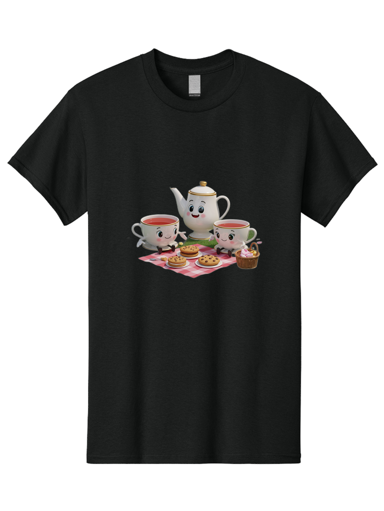 Tea-Teapot-Cookies-Picnic Men'S Graphic Tee, 100% Cotton, Comfortable Casual Summer Wear, Machine Washable, Vintage Camera, Old Camera, Antique Camera, Black Camera, Classic Photography, Photography Equipment, Nostalgic Device, Film Camera, Baj815