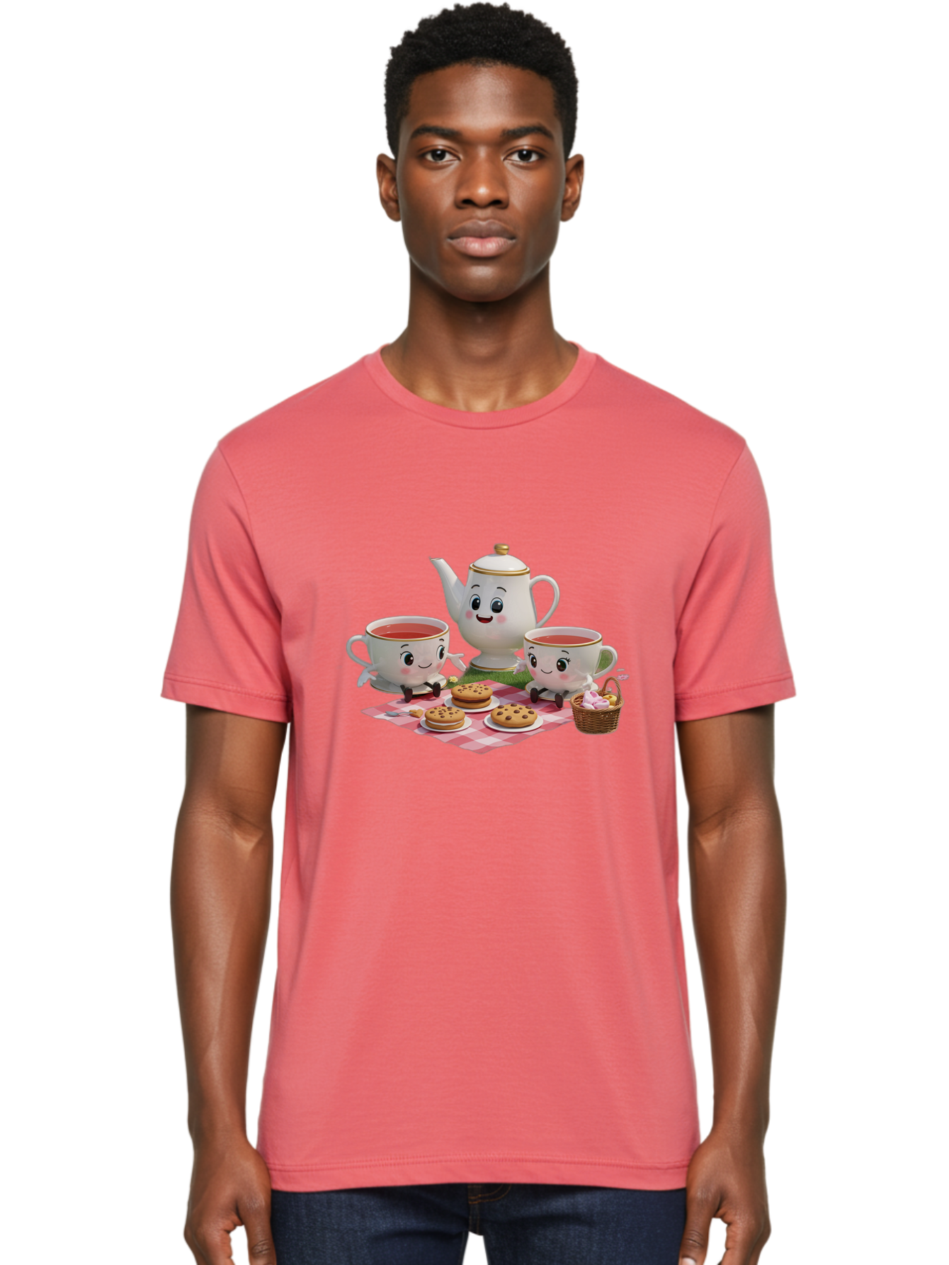 Tea-Teapot-Cookies-Picnic Men'S Graphic Tee, 100% Cotton, Comfortable Casual Summer Wear, Machine Washable, Vintage Camera, Old Camera, Antique Camera, Black Camera, Classic Photography, Photography Equipment, Nostalgic Device, Film Camera, Baj815