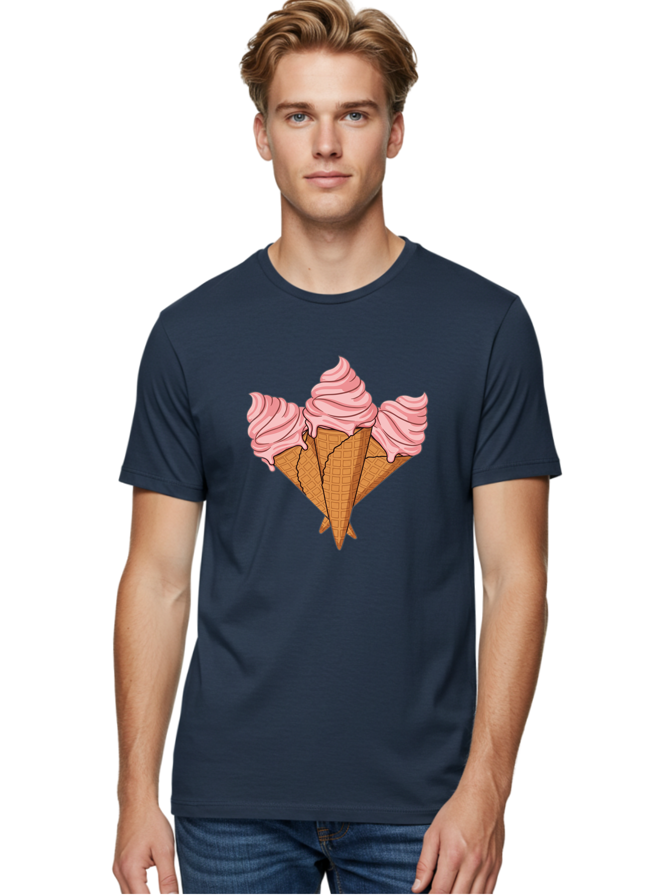 Three-Ice-Cream-Cones Men'S Graphic Tee, 100% Cotton, Comfortable Casual Summer Wear, Machine Washable, Vintage Camera, Old Camera, Antique Camera, Black Camera, Classic Photography, Photography Equipment, Nostalgic Device, Film Camera, Baj820