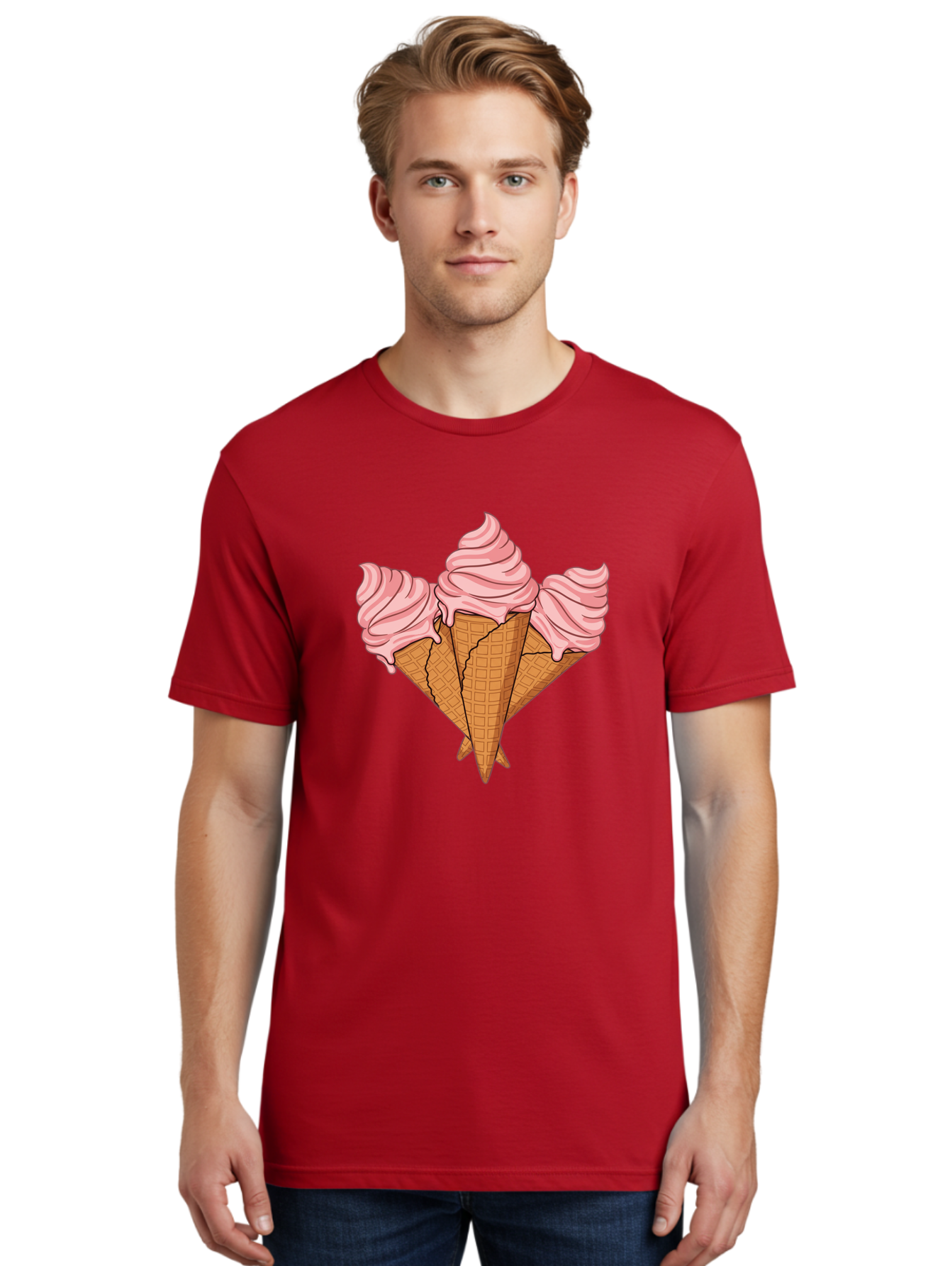 Three-Ice-Cream-Cones Men'S Graphic Tee, 100% Cotton, Comfortable Casual Summer Wear, Machine Washable, Vintage Camera, Old Camera, Antique Camera, Black Camera, Classic Photography, Photography Equipment, Nostalgic Device, Film Camera, Baj820