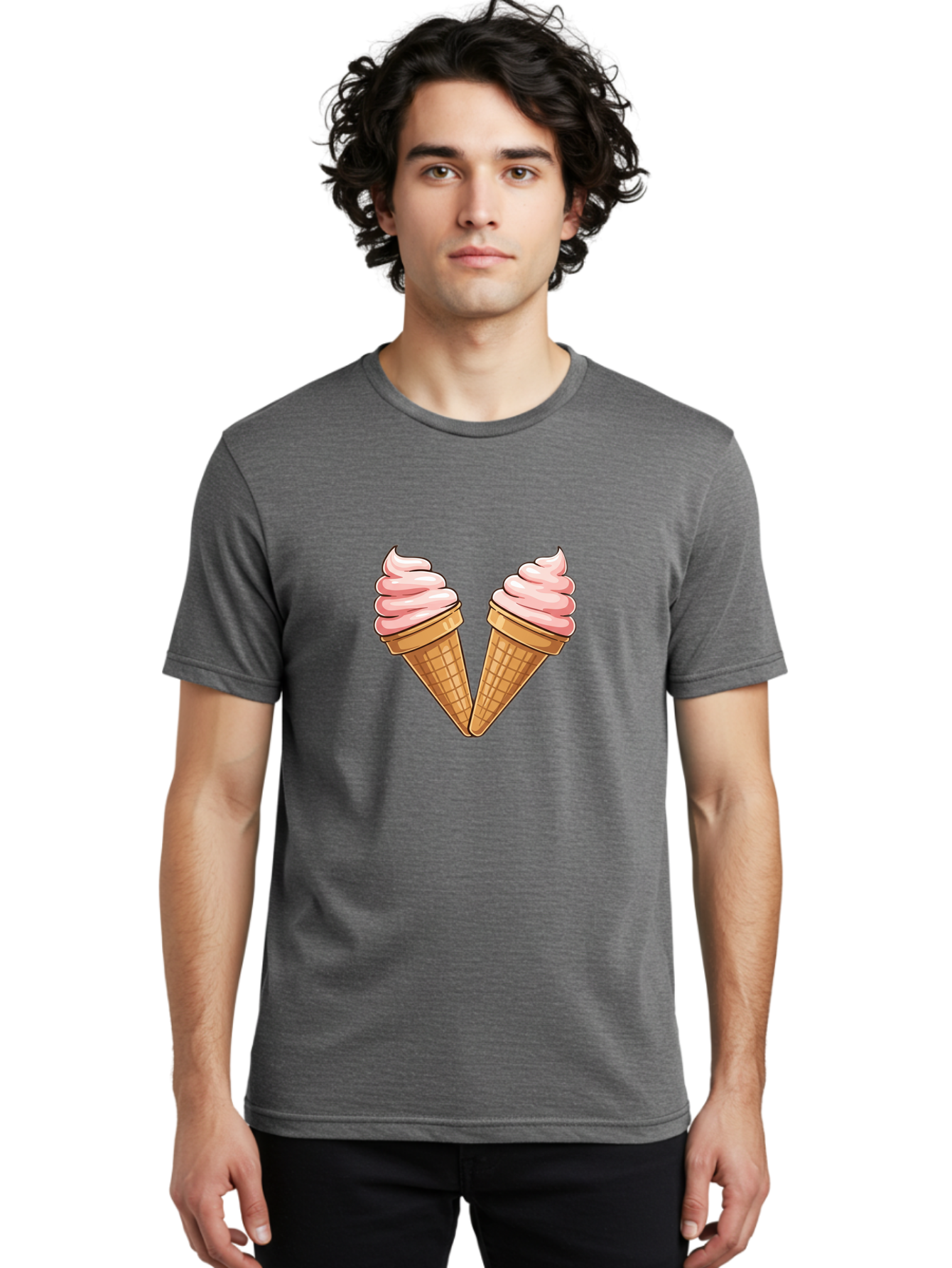 Two-Ice-Cream-Cones Men'S Graphic Tee, 100% Cotton, Comfortable Casual Summer Wear, Machine Washable, Vintage Camera, Old Camera, Antique Camera, Black Camera, Classic Photography, Photography Equipment, Nostalgic Device, Film Camera, Baj833