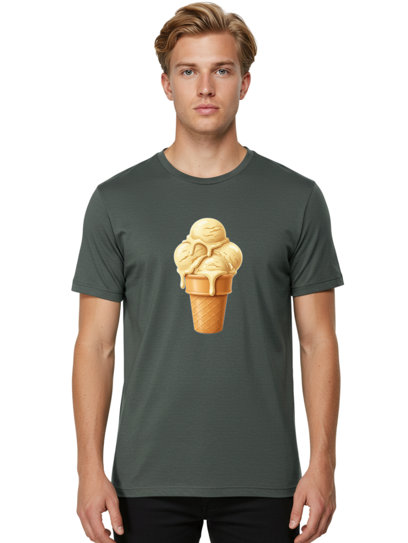 Vanilla-Ice-Cream Men'S Graphic Tee, 100% Cotton, Comfortable Casual Summer Wear, Machine Washable, Vintage Camera, Old Camera, Antique Camera, Black Camera, Classic Photography, Photography Equipment, Nostalgic Device, Film Camera, Camera Art Baj836