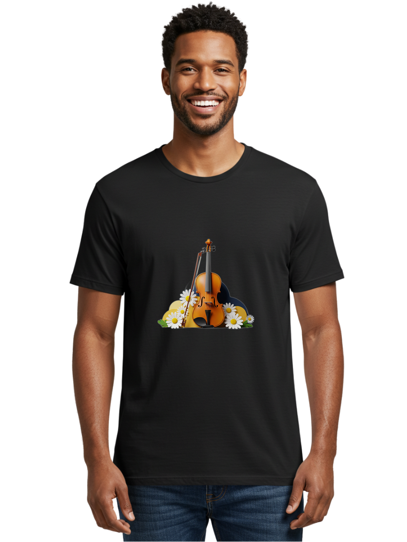 Violin-And-Flowers Men'S Graphic Tee, 100% Cotton, Comfortable Casual Summer Wear, Machine Washable, Vintage Camera, Old Camera, Antique Camera, Black Camera, Classic Photography, Photography Equipment, Nostalgic Device, Film Camera, Baj846