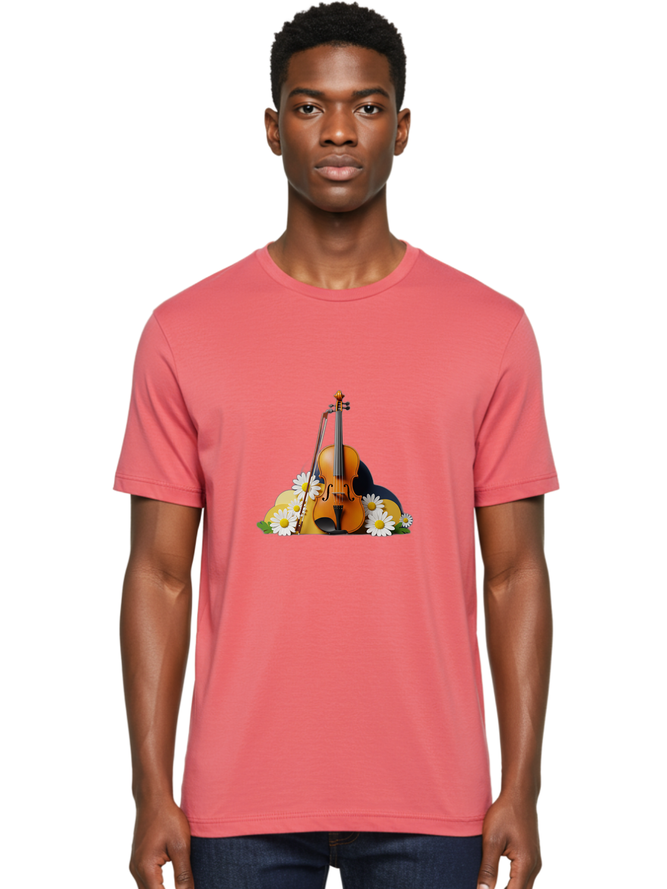 Violin-And-Flowers Men'S Graphic Tee, 100% Cotton, Comfortable Casual Summer Wear, Machine Washable, Vintage Camera, Old Camera, Antique Camera, Black Camera, Classic Photography, Photography Equipment, Nostalgic Device, Film Camera, Baj846