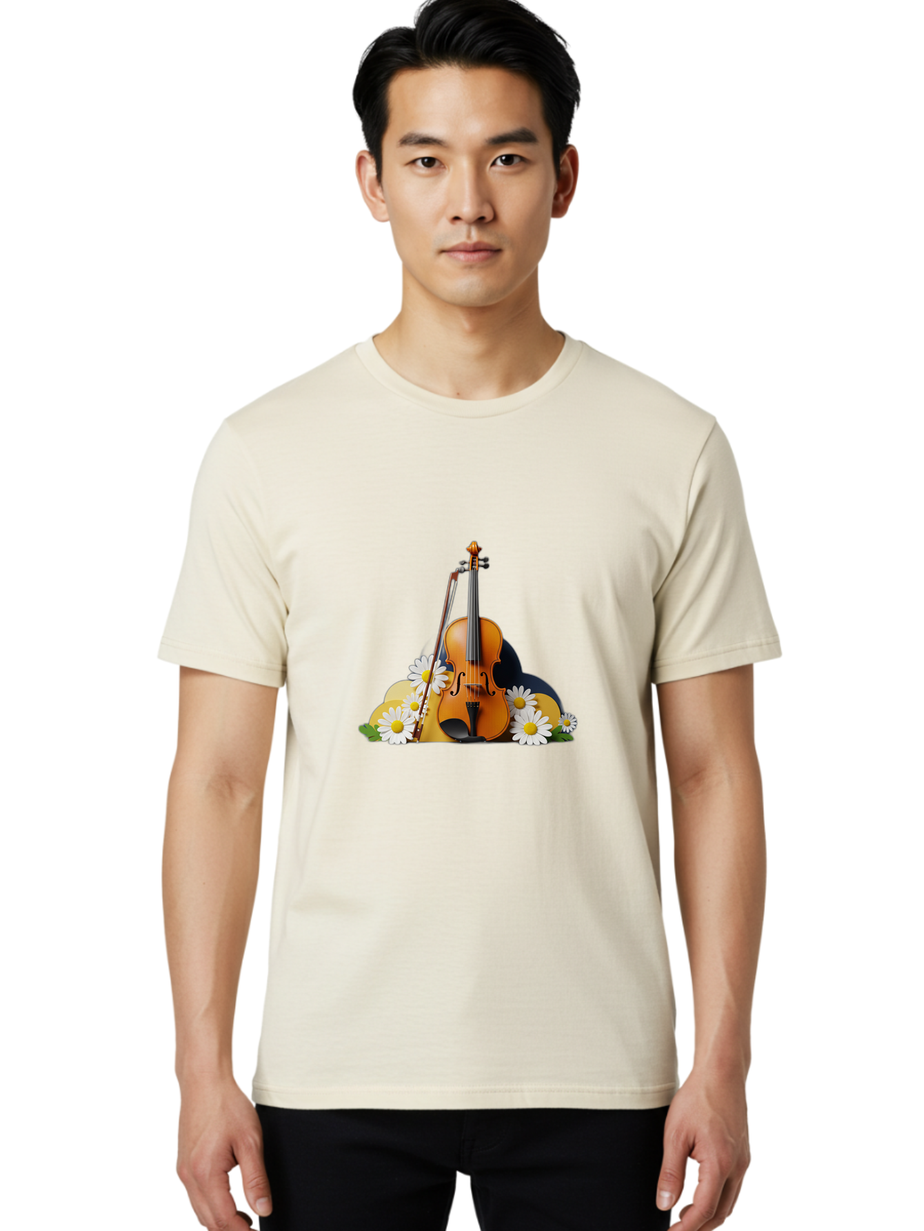 Violin-And-Flowers Men'S Graphic Tee, 100% Cotton, Comfortable Casual Summer Wear, Machine Washable, Vintage Camera, Old Camera, Antique Camera, Black Camera, Classic Photography, Photography Equipment, Nostalgic Device, Film Camera, Baj846