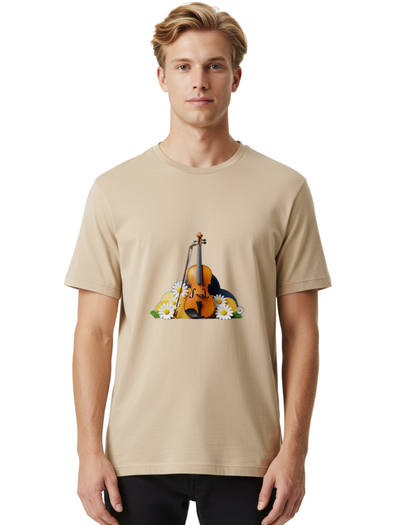 Violin-And-Flowers Men'S Graphic Tee, 100% Cotton, Comfortable Casual Summer Wear, Machine Washable, Vintage Camera, Old Camera, Antique Camera, Black Camera, Classic Photography, Photography Equipment, Nostalgic Device, Film Camera, Baj846