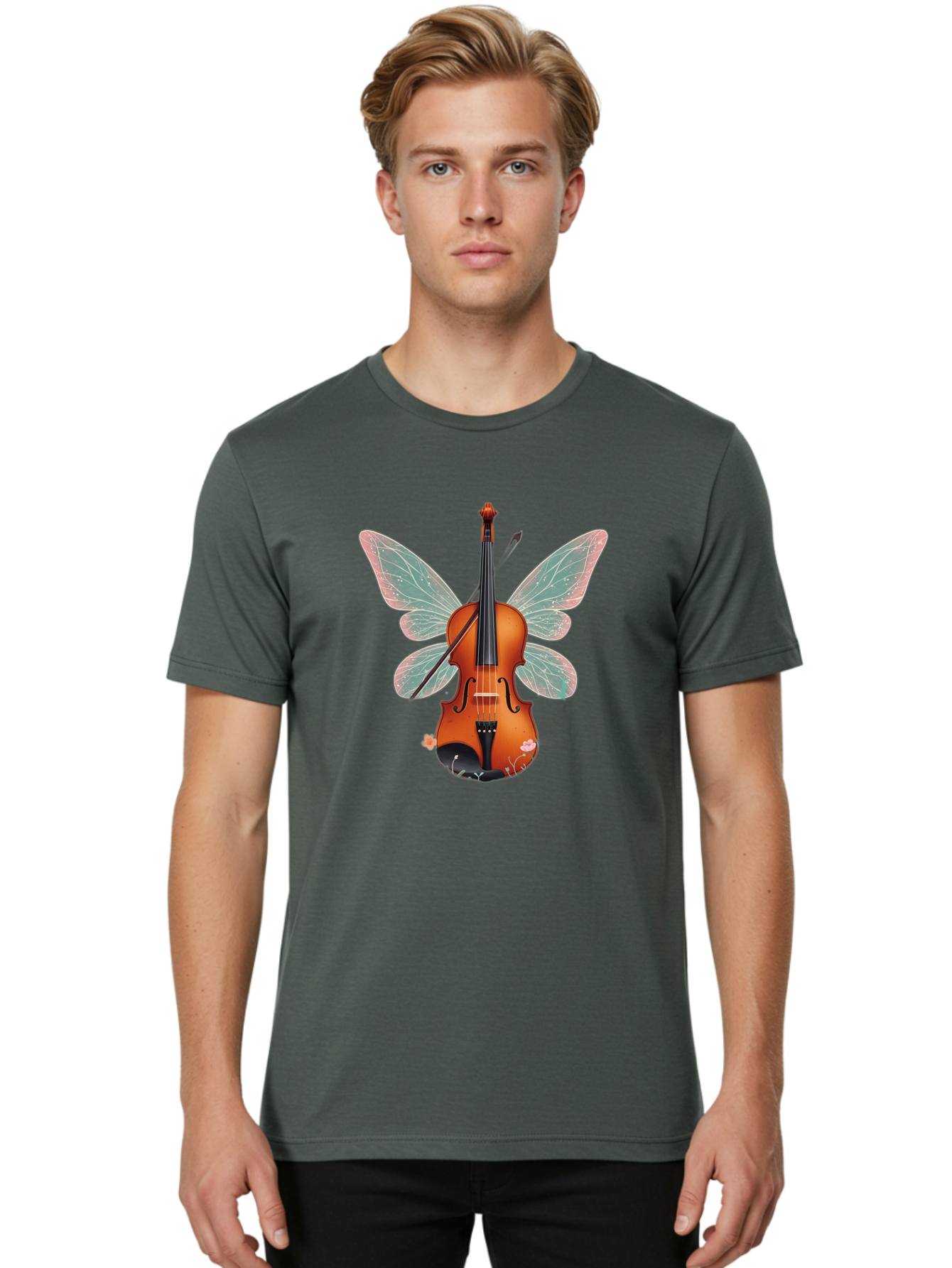 Violin-Butterfly Men'S Graphic Tee, 100% Cotton, Comfortable Casual Summer Wear, Machine Washable, Vintage Camera, Old Camera, Antique Camera, Black Camera, Classic Photography, Photography Equipment, Nostalgic Device, Film Camera, Camera Art Baj847