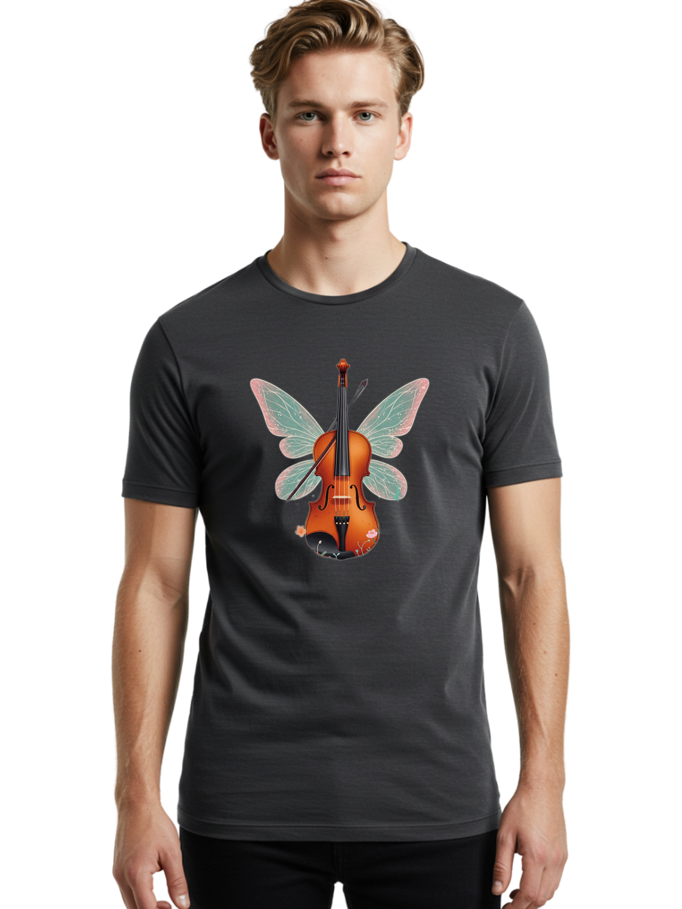 Violin-Butterfly Men'S Graphic Tee, 100% Cotton, Comfortable Casual Summer Wear, Machine Washable, Vintage Camera, Old Camera, Antique Camera, Black Camera, Classic Photography, Photography Equipment, Nostalgic Device, Film Camera, Camera Art Baj847