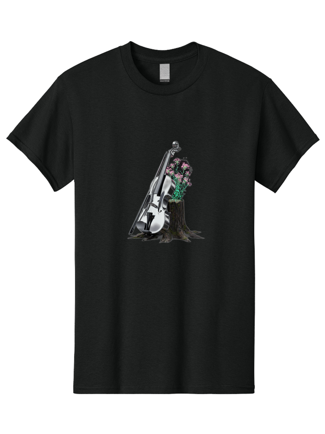Violin-On-Tree-Stump-1 Men'S Graphic Tee, 100% Cotton, Comfortable Casual Summer Wear, Machine Washable, Vintage Camera, Old Camera, Antique Camera, Black Camera, Classic Photography, Photography Equipment, Nostalgic Device, Film Camera, Baj851
