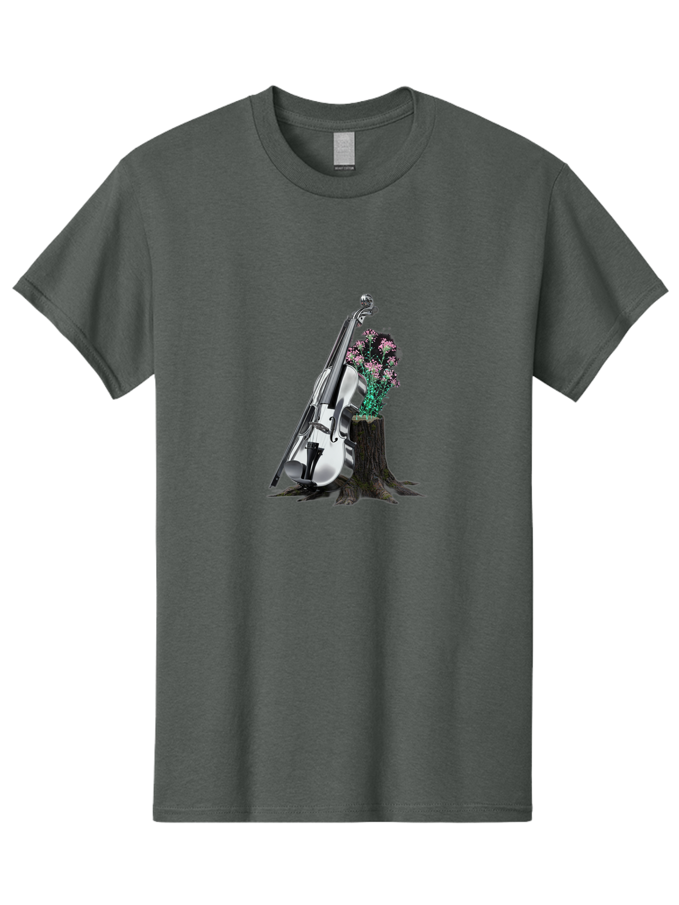 Violin-On-Tree-Stump-1 Men'S Graphic Tee, 100% Cotton, Comfortable Casual Summer Wear, Machine Washable, Vintage Camera, Old Camera, Antique Camera, Black Camera, Classic Photography, Photography Equipment, Nostalgic Device, Film Camera, Baj851