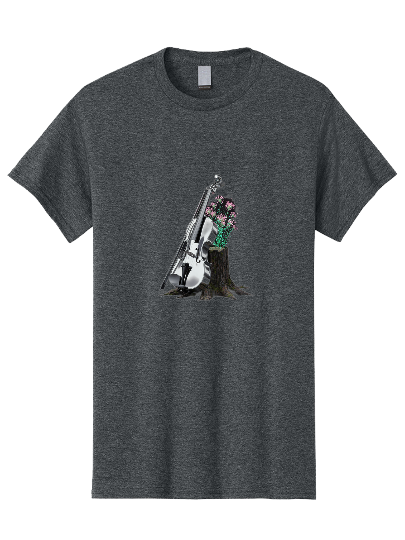 Violin-On-Tree-Stump-1 Men'S Graphic Tee, 100% Cotton, Comfortable Casual Summer Wear, Machine Washable, Vintage Camera, Old Camera, Antique Camera, Black Camera, Classic Photography, Photography Equipment, Nostalgic Device, Film Camera, Baj851