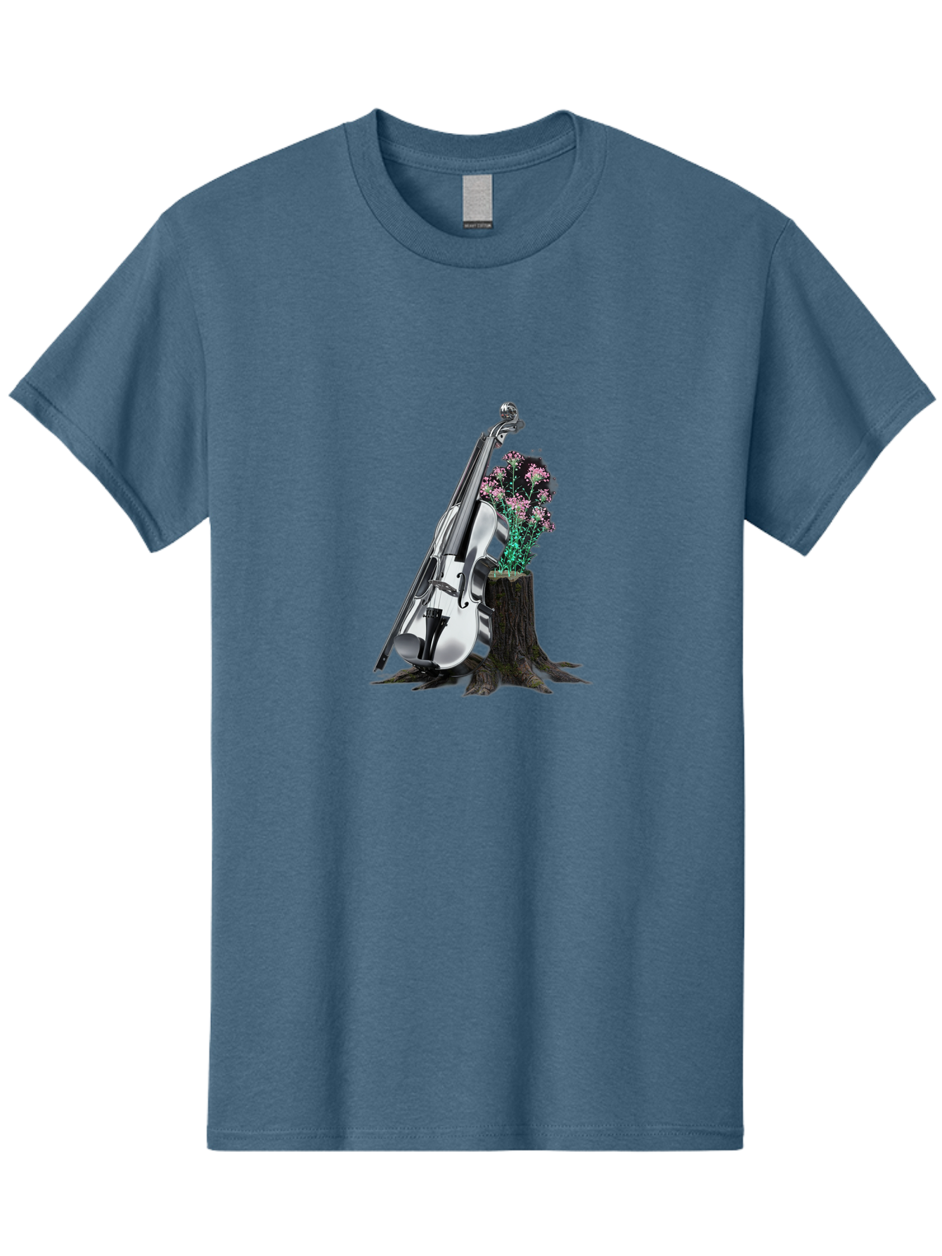 Violin-On-Tree-Stump-1 Men'S Graphic Tee, 100% Cotton, Comfortable Casual Summer Wear, Machine Washable, Vintage Camera, Old Camera, Antique Camera, Black Camera, Classic Photography, Photography Equipment, Nostalgic Device, Film Camera, Baj851