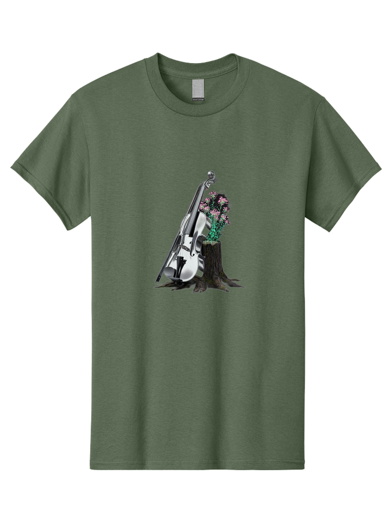Violin-On-Tree-Stump-1 Men'S Graphic Tee, 100% Cotton, Comfortable Casual Summer Wear, Machine Washable, Vintage Camera, Old Camera, Antique Camera, Black Camera, Classic Photography, Photography Equipment, Nostalgic Device, Film Camera, Baj851