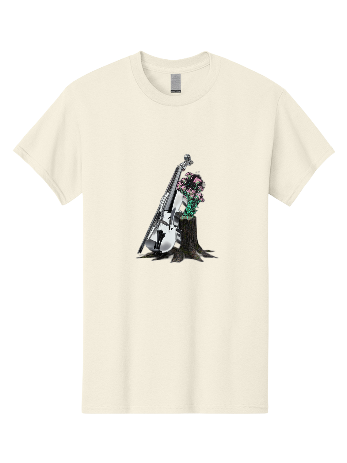 Violin-On-Tree-Stump-1 Men'S Graphic Tee, 100% Cotton, Comfortable Casual Summer Wear, Machine Washable, Vintage Camera, Old Camera, Antique Camera, Black Camera, Classic Photography, Photography Equipment, Nostalgic Device, Film Camera, Baj851