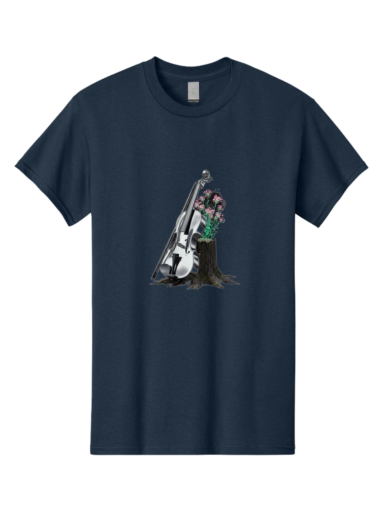 Violin-On-Tree-Stump-1 Men'S Graphic Tee, 100% Cotton, Comfortable Casual Summer Wear, Machine Washable, Vintage Camera, Old Camera, Antique Camera, Black Camera, Classic Photography, Photography Equipment, Nostalgic Device, Film Camera, Baj851