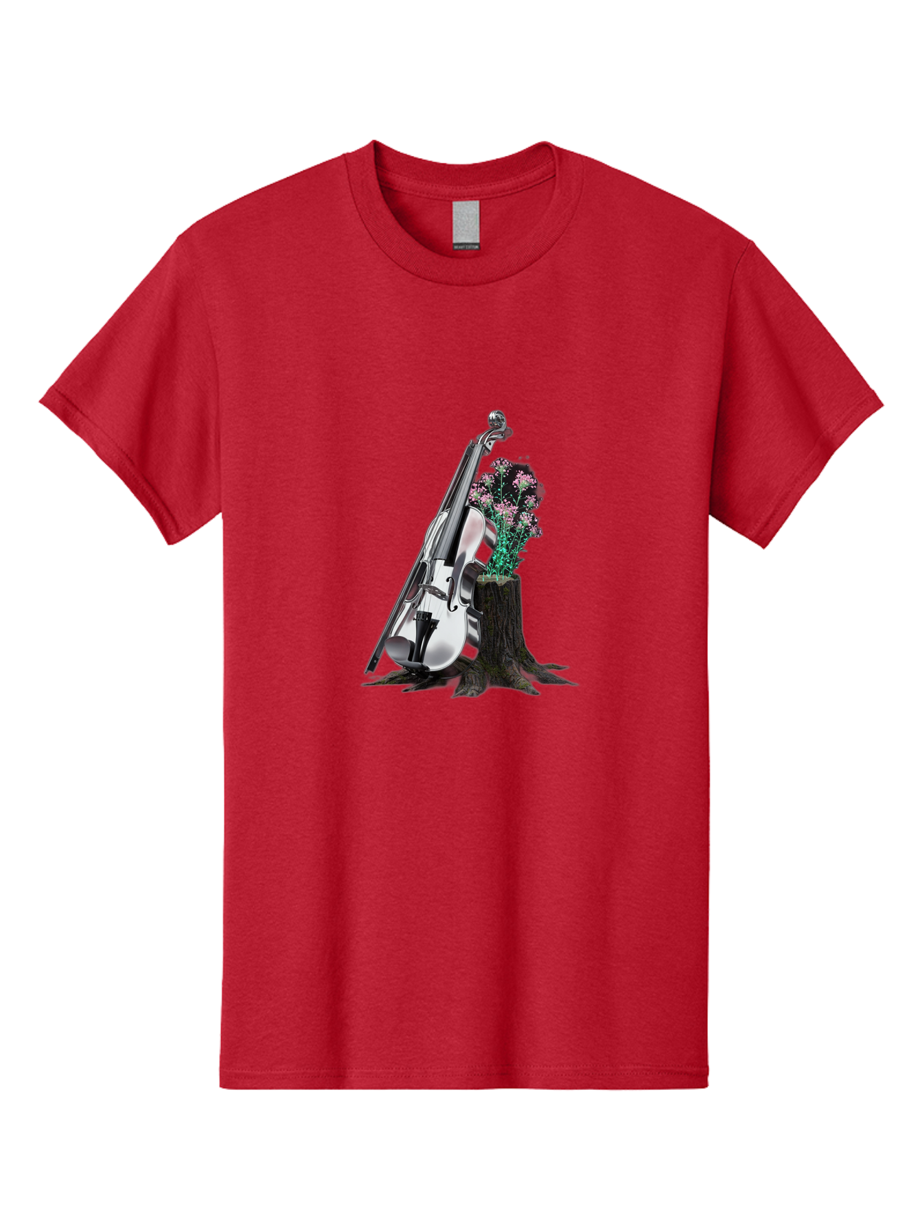 Violin-On-Tree-Stump-1 Men'S Graphic Tee, 100% Cotton, Comfortable Casual Summer Wear, Machine Washable, Vintage Camera, Old Camera, Antique Camera, Black Camera, Classic Photography, Photography Equipment, Nostalgic Device, Film Camera, Baj851