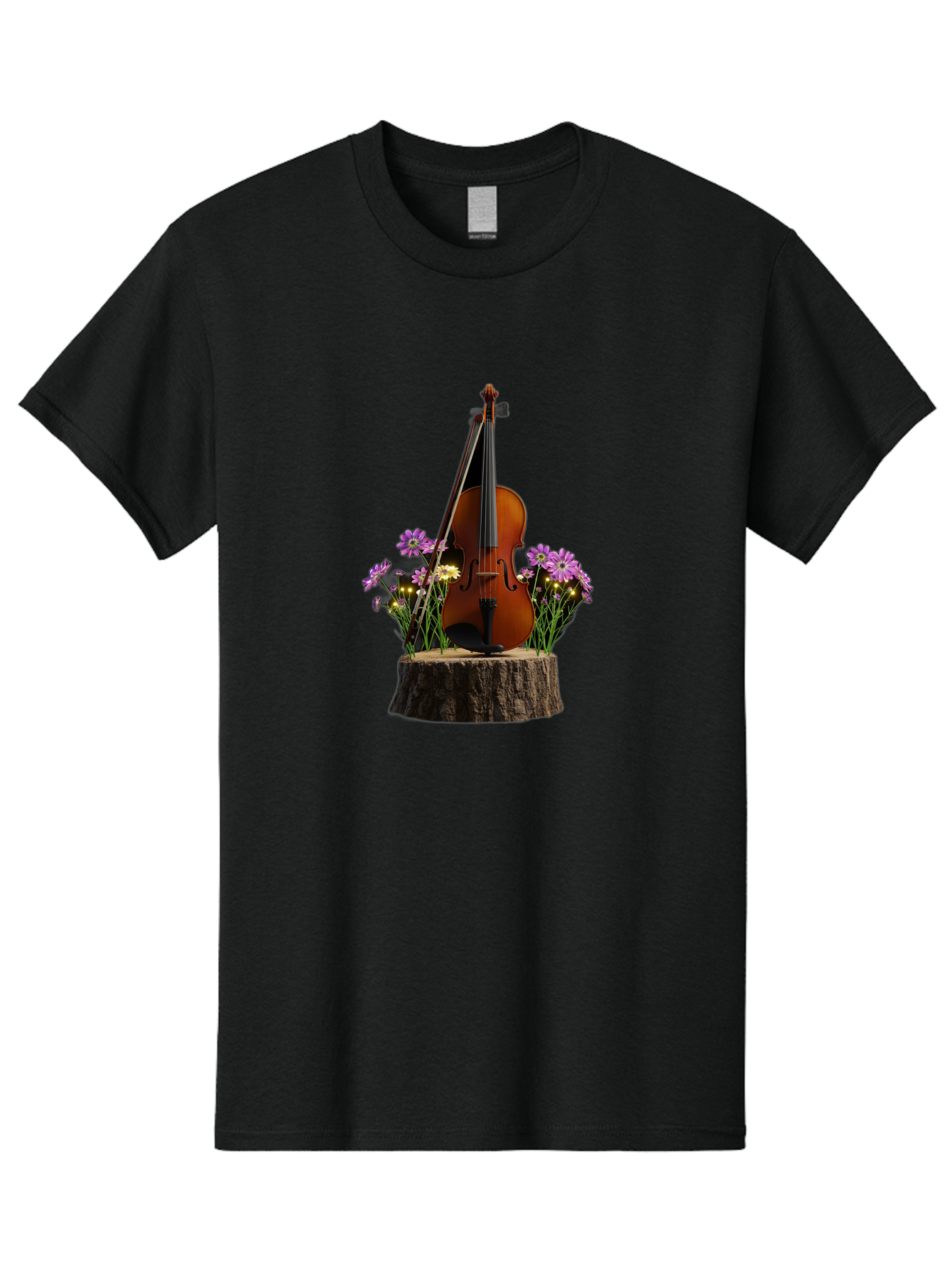 Violin-On-Tree-Stump-2 Men'S Graphic Tee, 100% Cotton, Comfortable Casual Summer Wear, Machine Washable, Vintage Camera, Old Camera, Antique Camera, Black Camera, Classic Photography, Photography Equipment, Nostalgic Device, Film Camera, Baj852