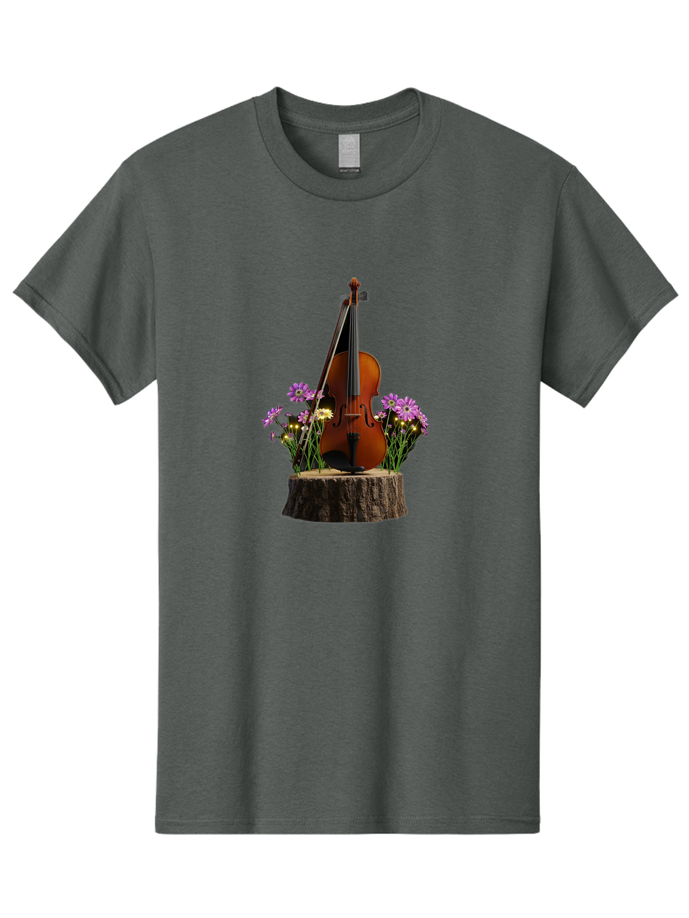Violin-On-Tree-Stump-2 Men'S Graphic Tee, 100% Cotton, Comfortable Casual Summer Wear, Machine Washable, Vintage Camera, Old Camera, Antique Camera, Black Camera, Classic Photography, Photography Equipment, Nostalgic Device, Film Camera, Baj852