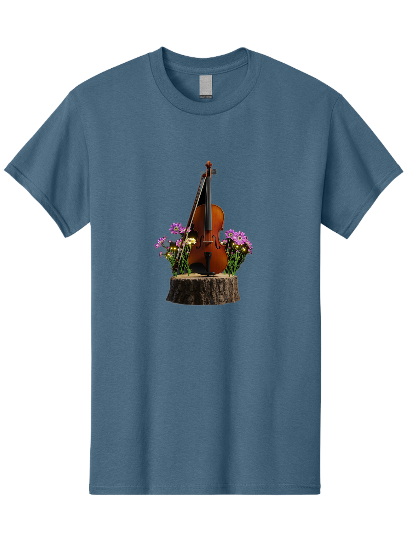 Violin-On-Tree-Stump-2 Men'S Graphic Tee, 100% Cotton, Comfortable Casual Summer Wear, Machine Washable, Vintage Camera, Old Camera, Antique Camera, Black Camera, Classic Photography, Photography Equipment, Nostalgic Device, Film Camera, Baj852