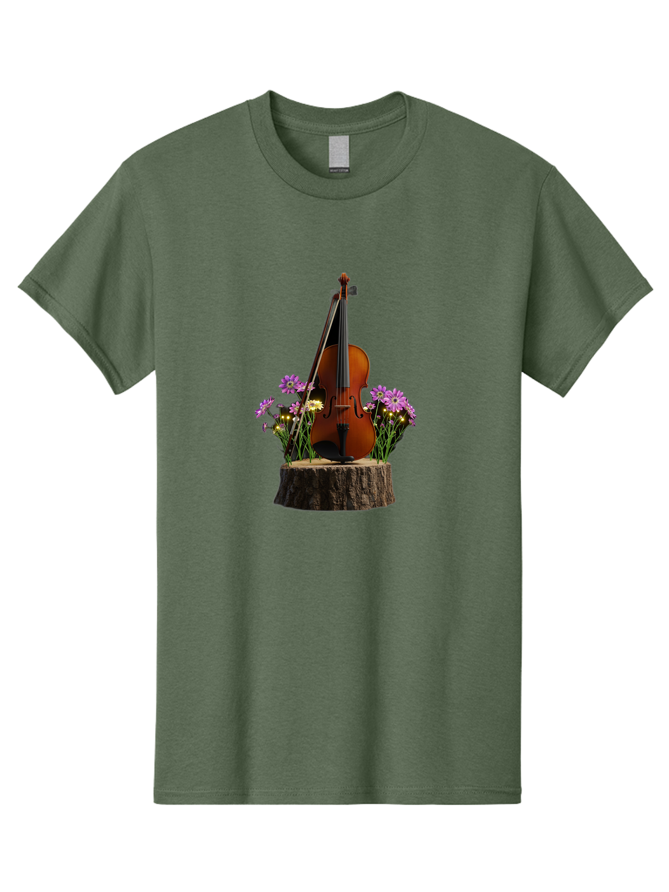 Violin-On-Tree-Stump-2 Men'S Graphic Tee, 100% Cotton, Comfortable Casual Summer Wear, Machine Washable, Vintage Camera, Old Camera, Antique Camera, Black Camera, Classic Photography, Photography Equipment, Nostalgic Device, Film Camera, Baj852