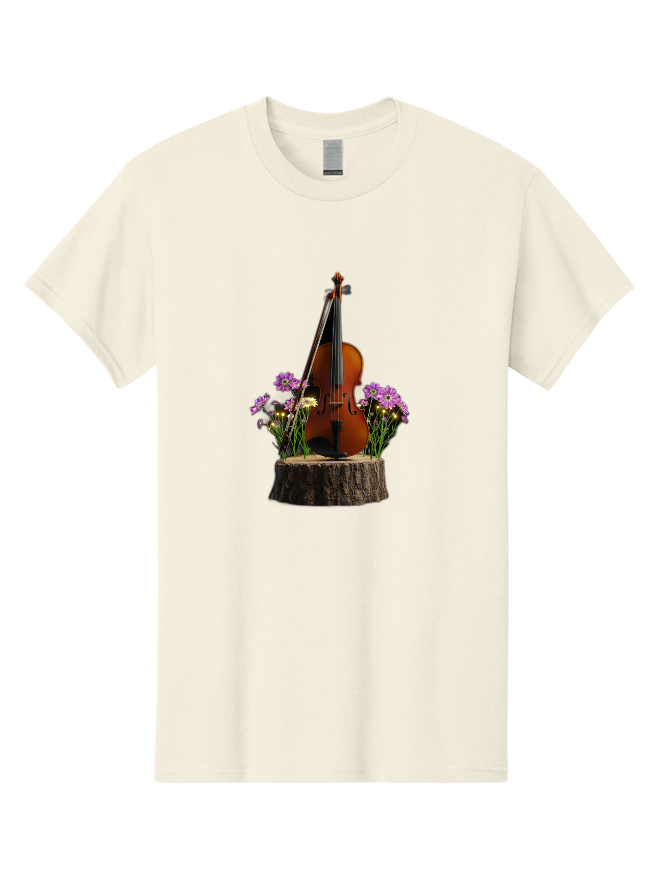 Violin-On-Tree-Stump-2 Men'S Graphic Tee, 100% Cotton, Comfortable Casual Summer Wear, Machine Washable, Vintage Camera, Old Camera, Antique Camera, Black Camera, Classic Photography, Photography Equipment, Nostalgic Device, Film Camera, Baj852