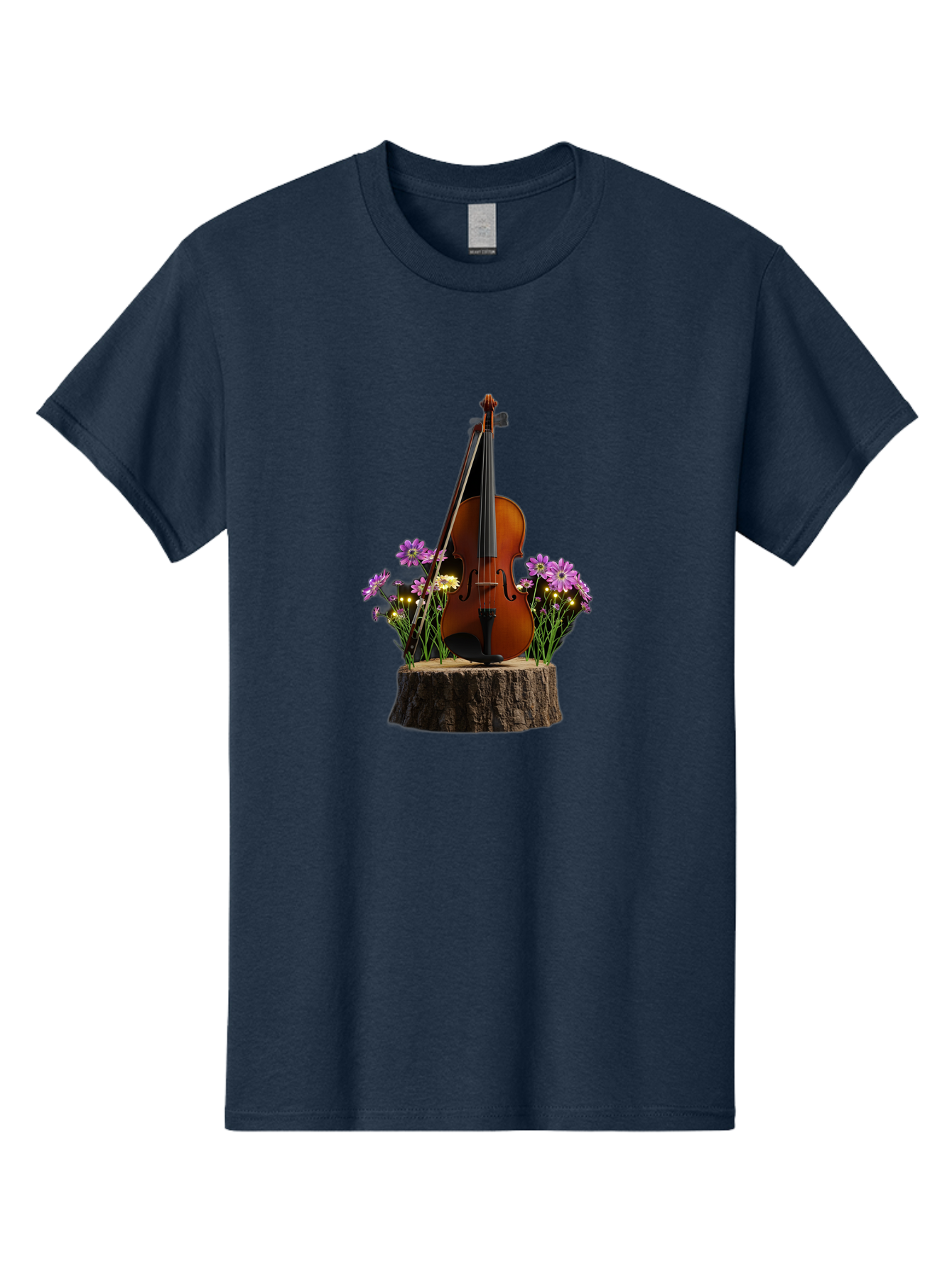 Violin-On-Tree-Stump-2 Men'S Graphic Tee, 100% Cotton, Comfortable Casual Summer Wear, Machine Washable, Vintage Camera, Old Camera, Antique Camera, Black Camera, Classic Photography, Photography Equipment, Nostalgic Device, Film Camera, Baj852