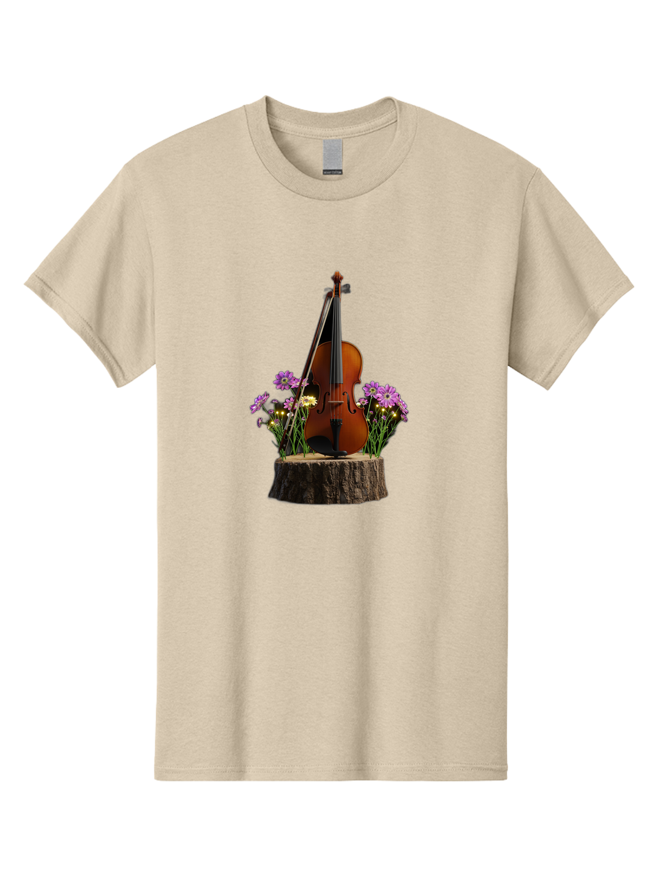 Violin-On-Tree-Stump-2 Men'S Graphic Tee, 100% Cotton, Comfortable Casual Summer Wear, Machine Washable, Vintage Camera, Old Camera, Antique Camera, Black Camera, Classic Photography, Photography Equipment, Nostalgic Device, Film Camera, Baj852
