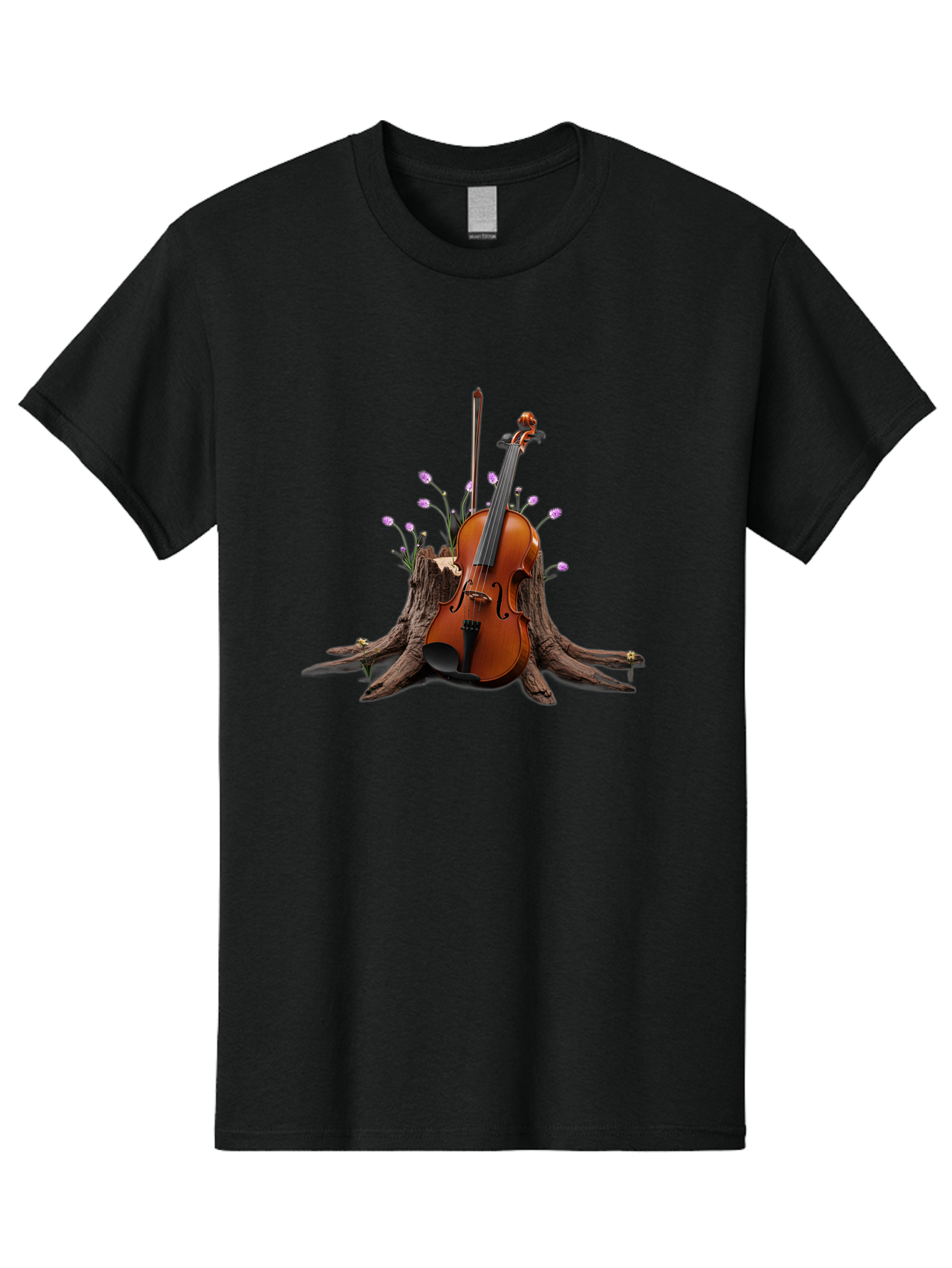 Violin-On-Tree-Stump-3 Men'S Graphic Tee, 100% Cotton, Comfortable Casual Summer Wear, Machine Washable, Vintage Camera, Old Camera, Antique Camera, Black Camera, Classic Photography, Photography Equipment, Nostalgic Device, Film Camera, Baj853
