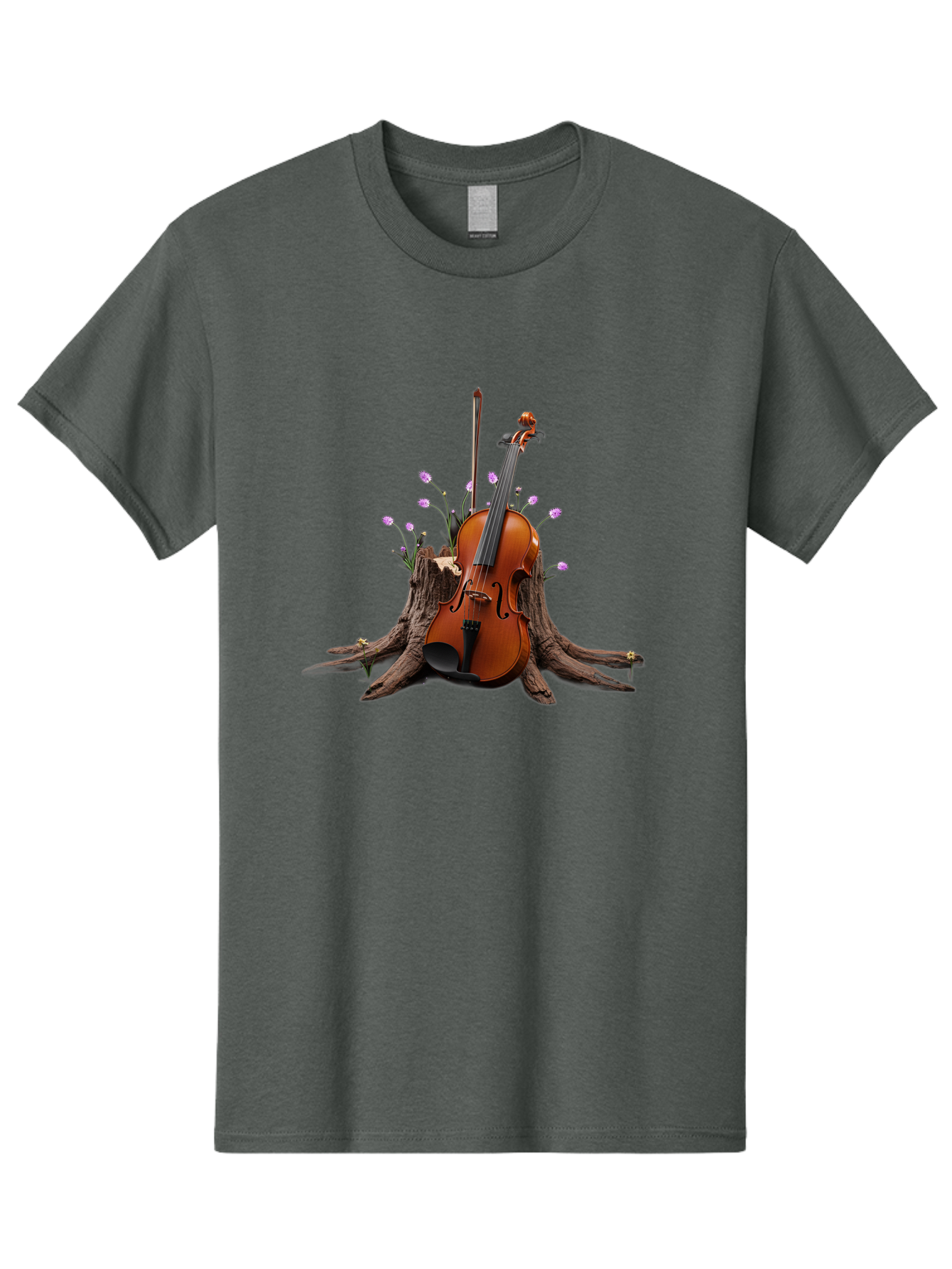 Violin-On-Tree-Stump-3 Men'S Graphic Tee, 100% Cotton, Comfortable Casual Summer Wear, Machine Washable, Vintage Camera, Old Camera, Antique Camera, Black Camera, Classic Photography, Photography Equipment, Nostalgic Device, Film Camera, Baj853