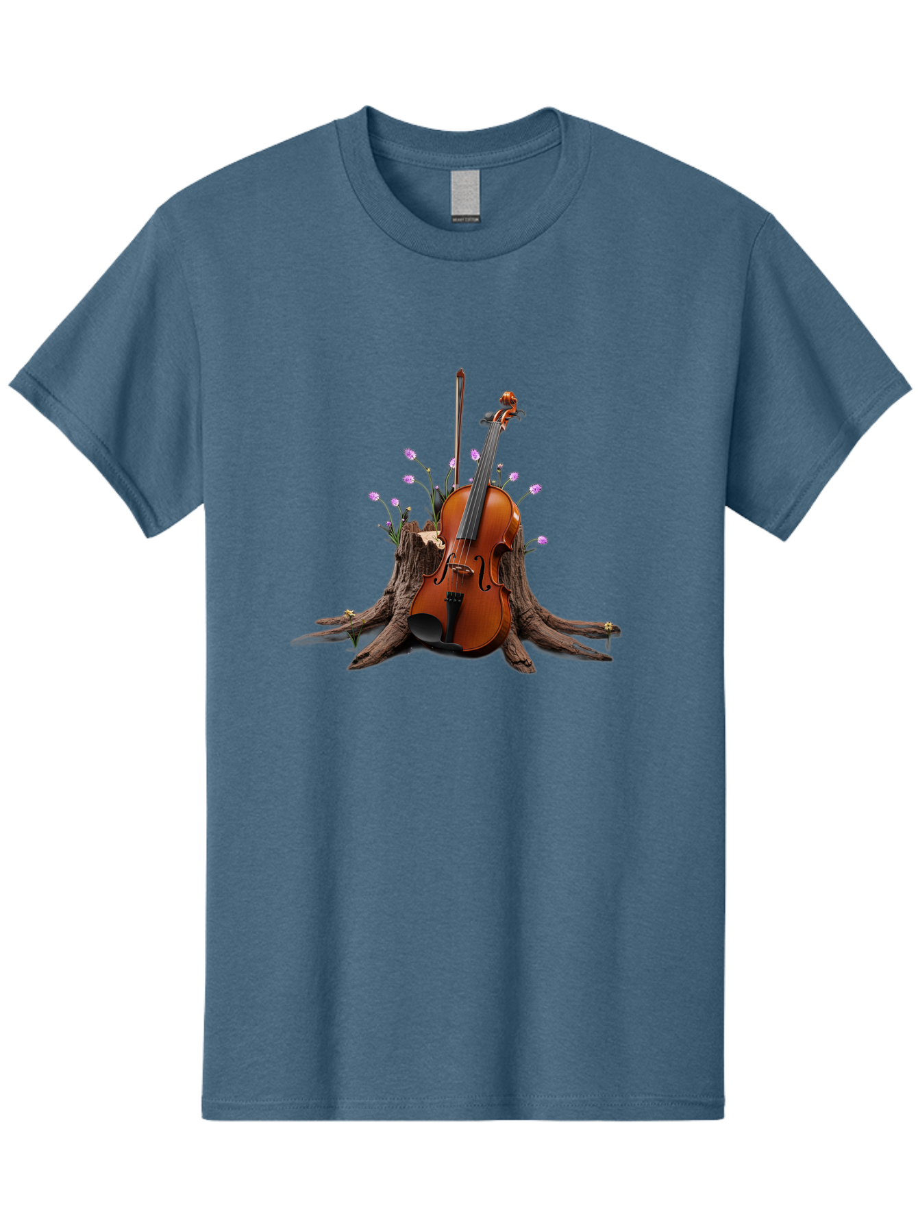 Violin-On-Tree-Stump-3 Men'S Graphic Tee, 100% Cotton, Comfortable Casual Summer Wear, Machine Washable, Vintage Camera, Old Camera, Antique Camera, Black Camera, Classic Photography, Photography Equipment, Nostalgic Device, Film Camera, Baj853